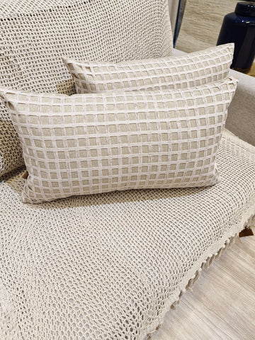 Almofada Eli02 Linho Bege Dourado 35cmX58cm