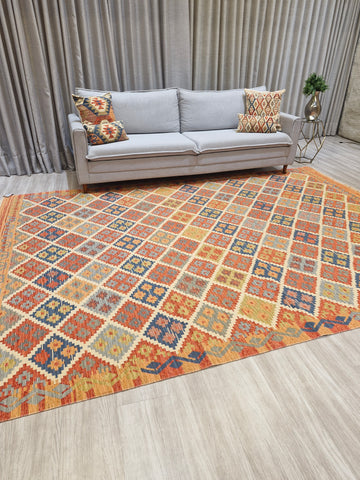 Tapete Turco Kilim Mosaico 1003 – Design Geométrico Rav || Reversível