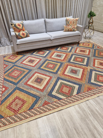 Tapete Turco Kilim Mosaico 1005 – Design Geométrico || Reversível