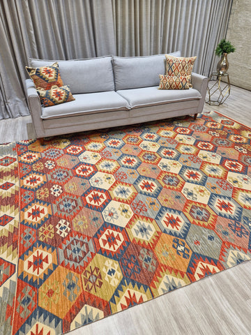 Tapete Turco Kilim Mosaico 1004 – Design Geométrico || Reversível