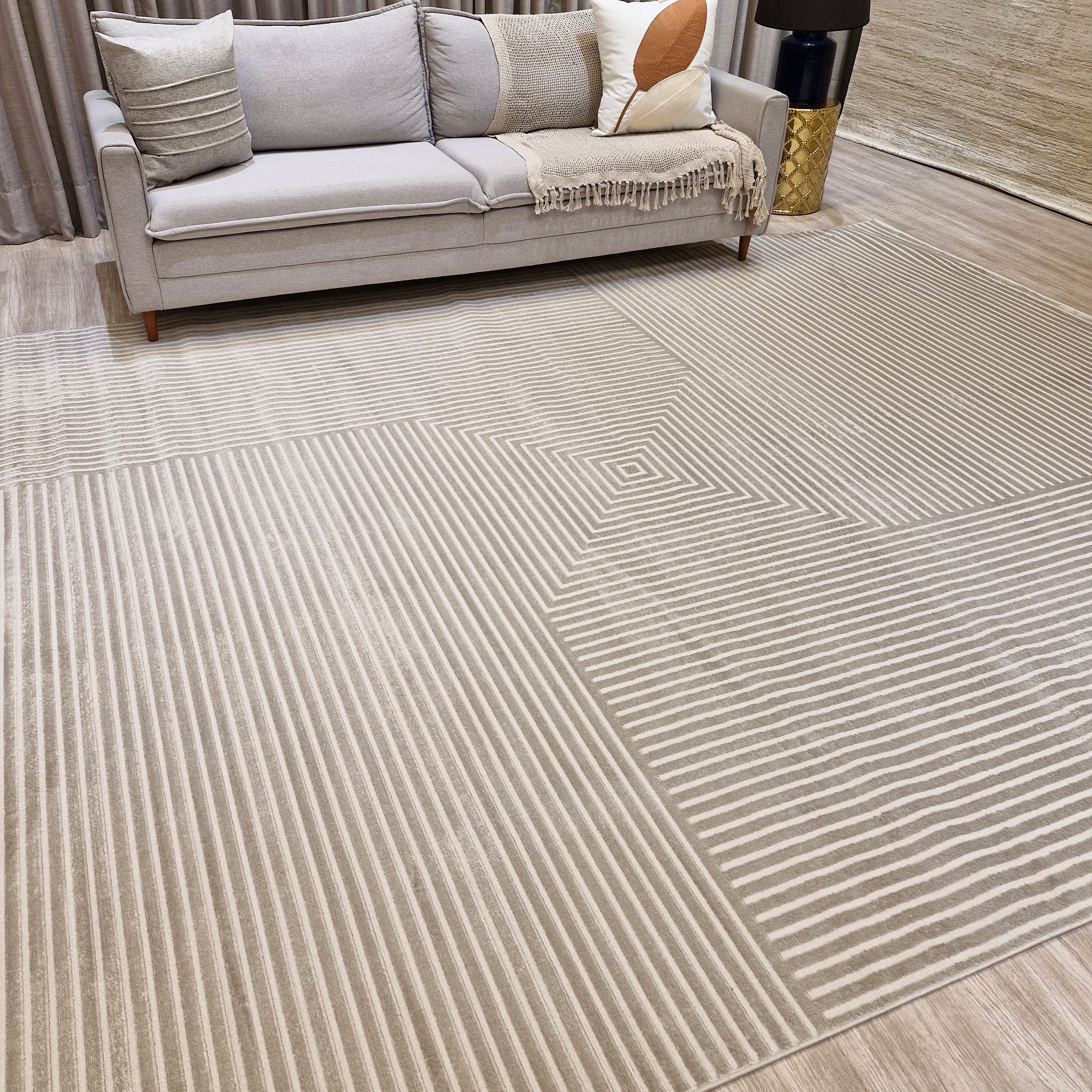 Tapete Turco Dix04 Taupe/White | Coleção Galeria
