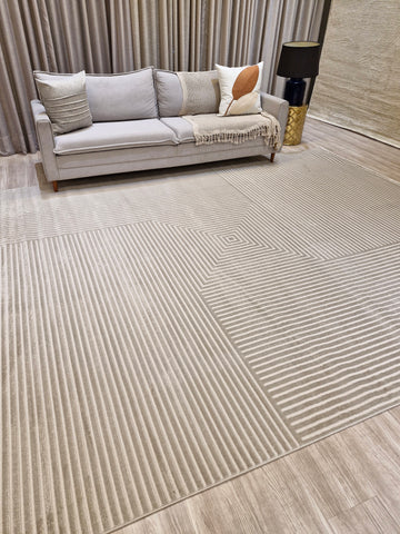Tapete Turco Dix04 Taupe/White | Coleção Galeria