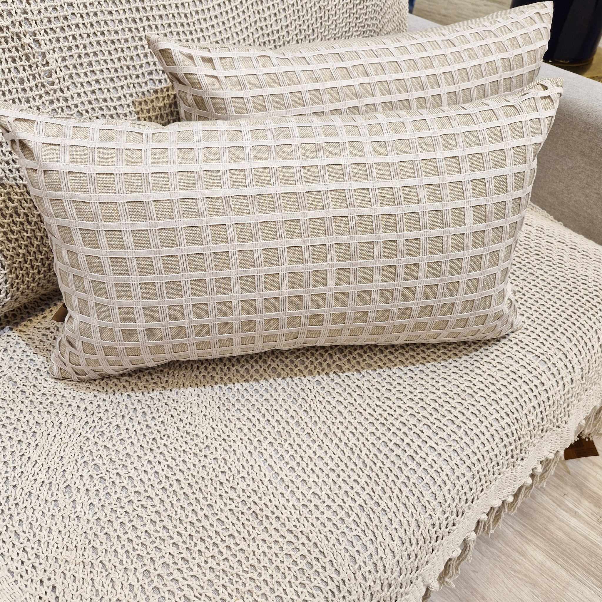Almofada Eli02 Linho Bege Dourado 35cmX58cm