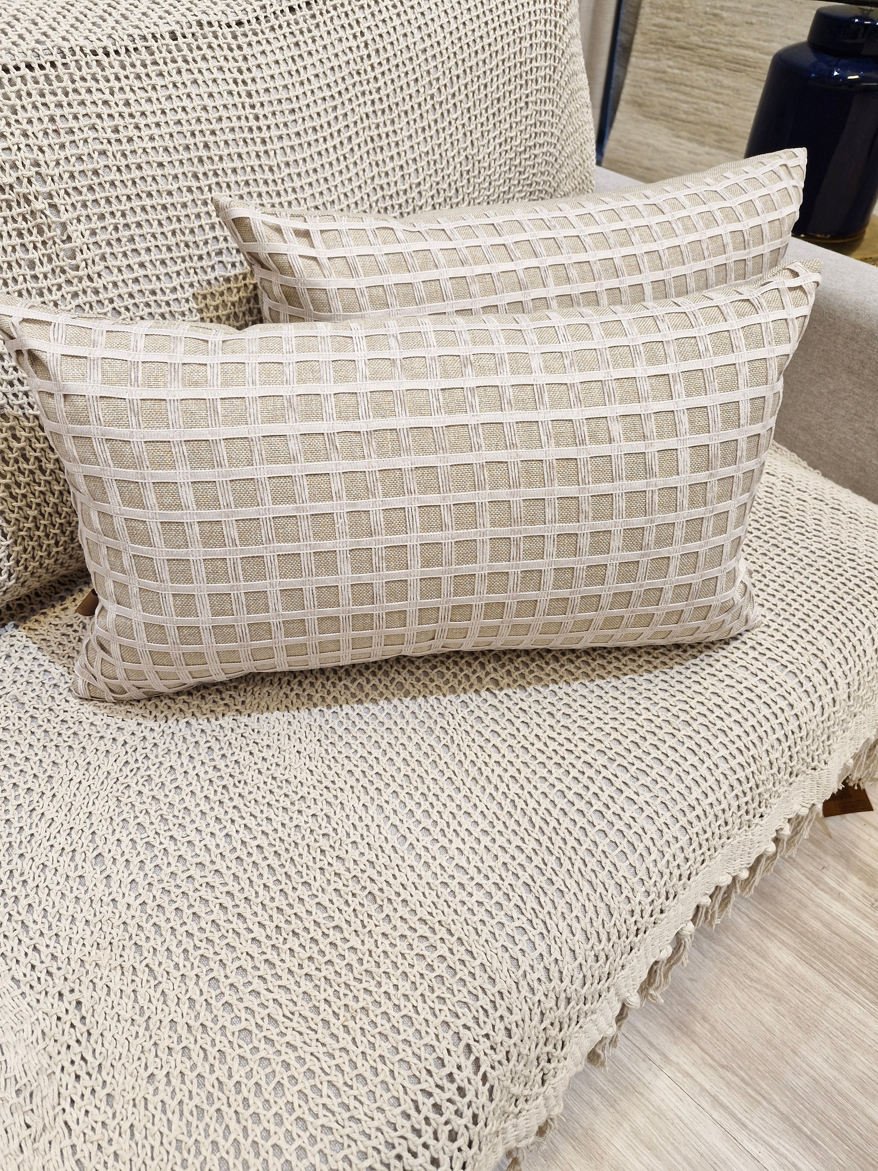 Almofada Eli02 Linho Bege Dourado 35cmX58cm