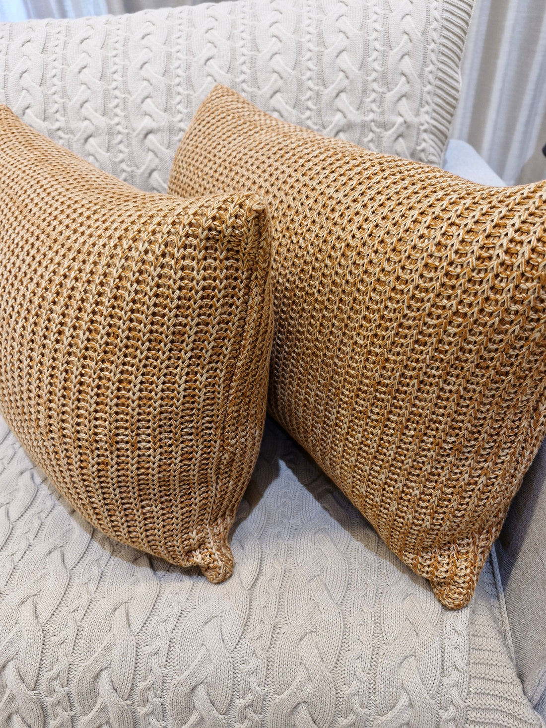Almofada De Tricô cor Cobre 35cmX58cm