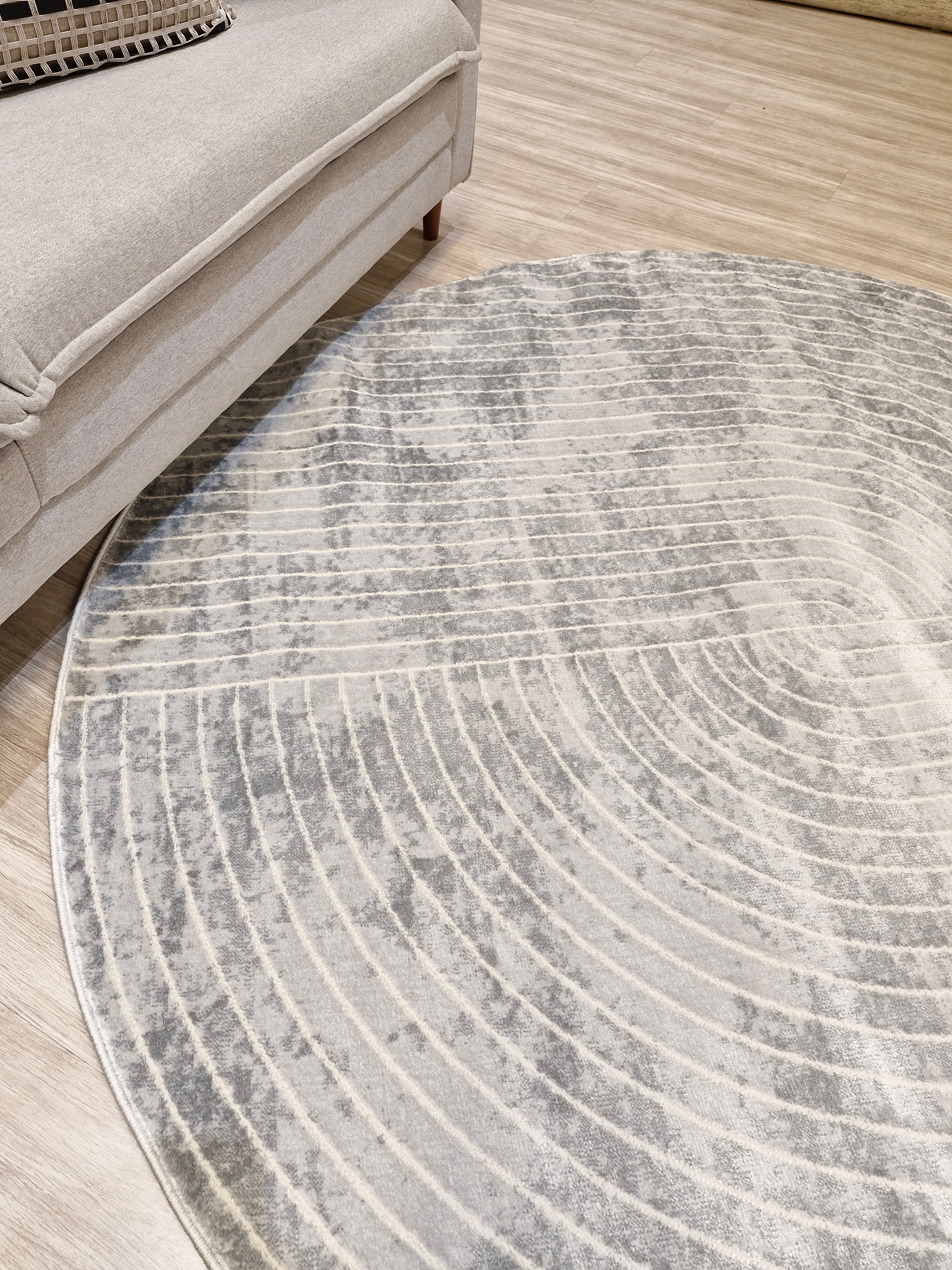 Tapete Redondo Eleganc05 Grey | Diâmetro 2m