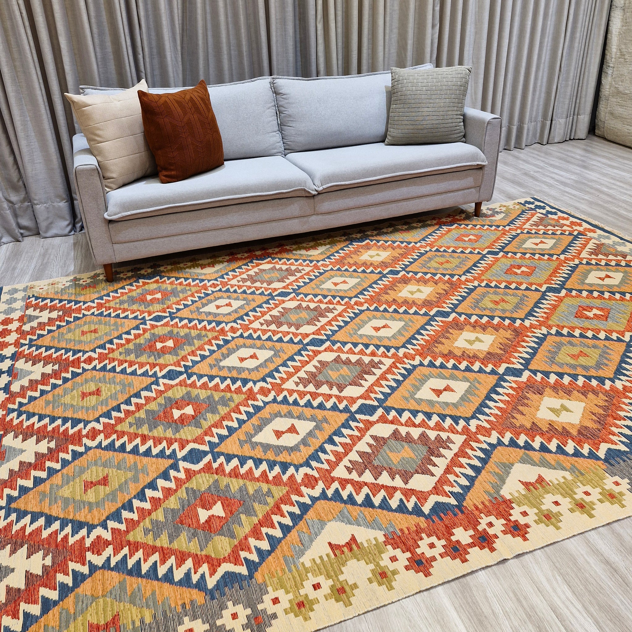 Tapete Turco Kilim 1002 – Design Geométrico Tradicional || Reversível