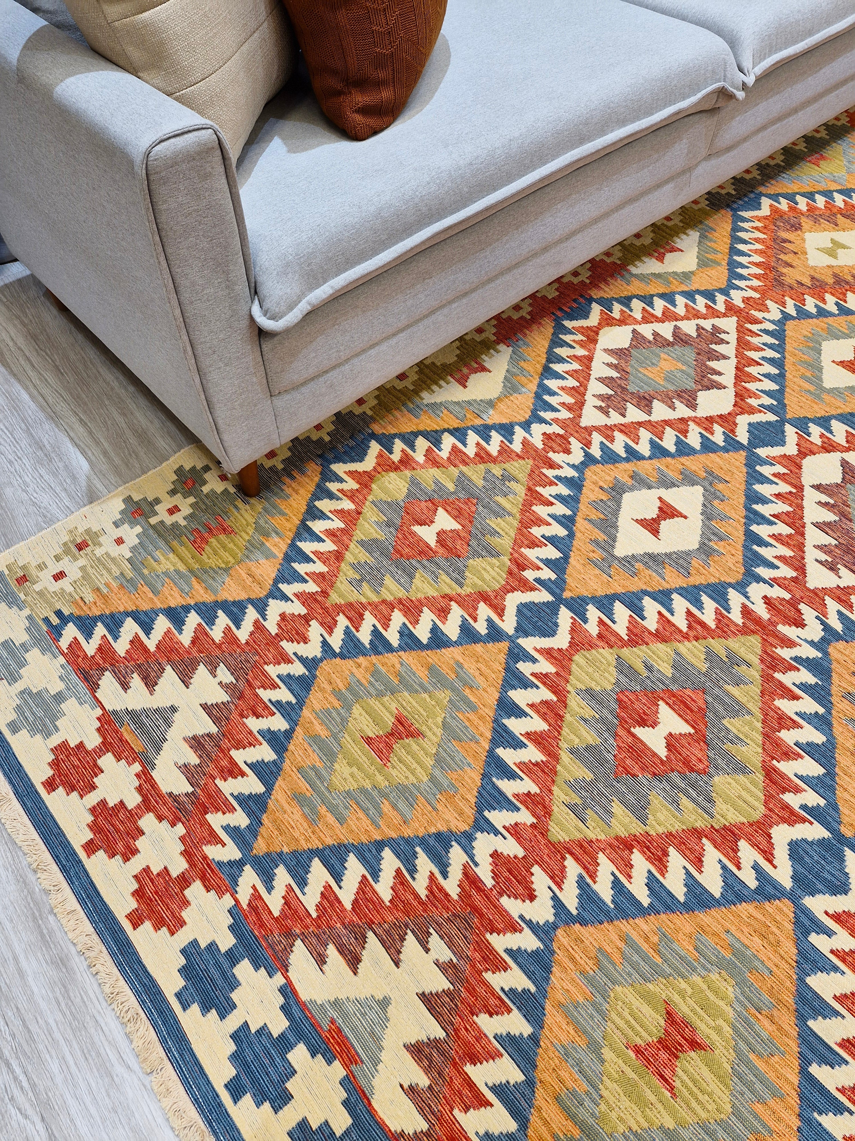 Tapete Turco Kilim 1002 – Design Geométrico Tradicional || Reversível