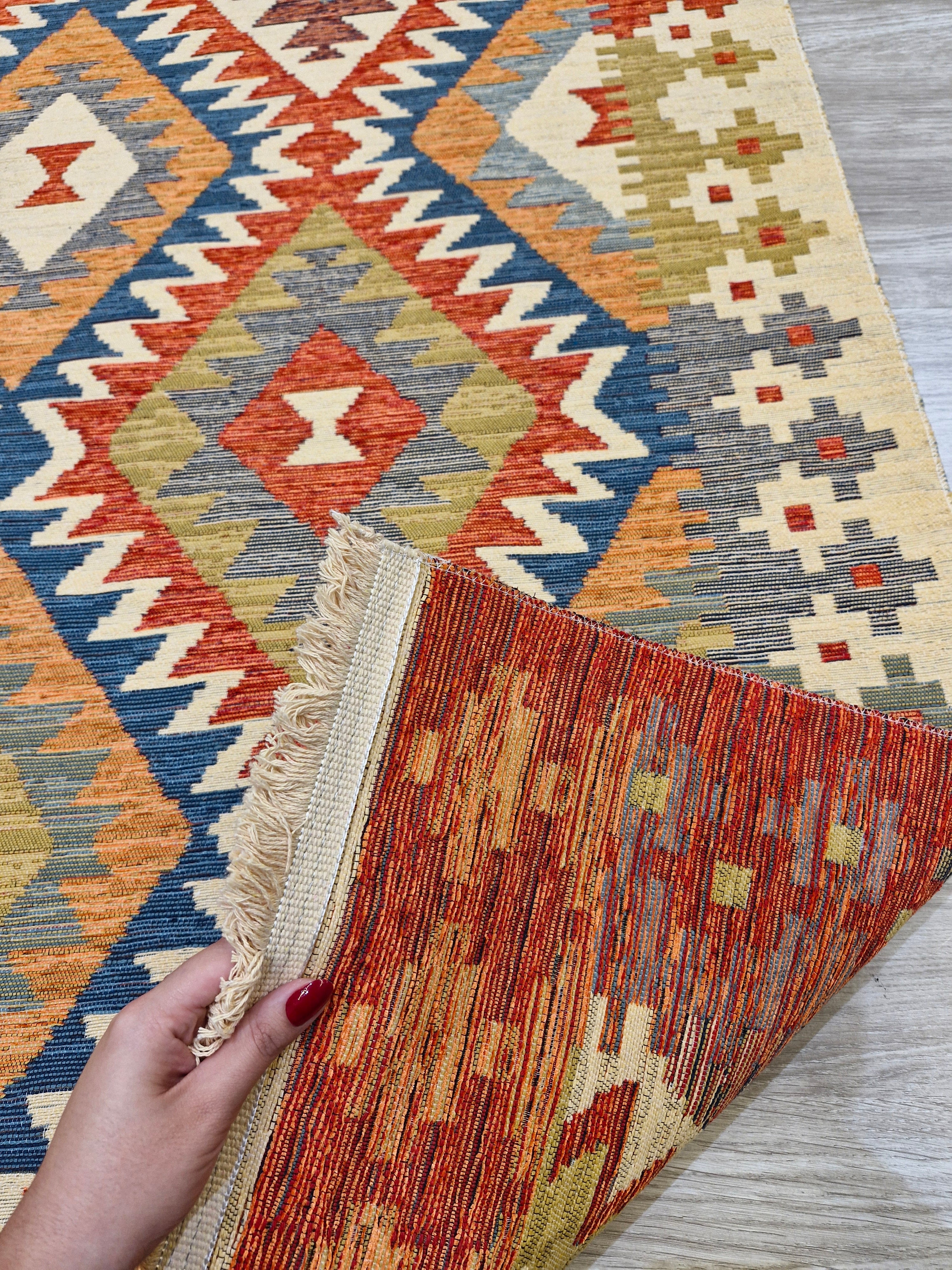 Tapete Turco Kilim 1002 – Design Geométrico Tradicional || Reversível