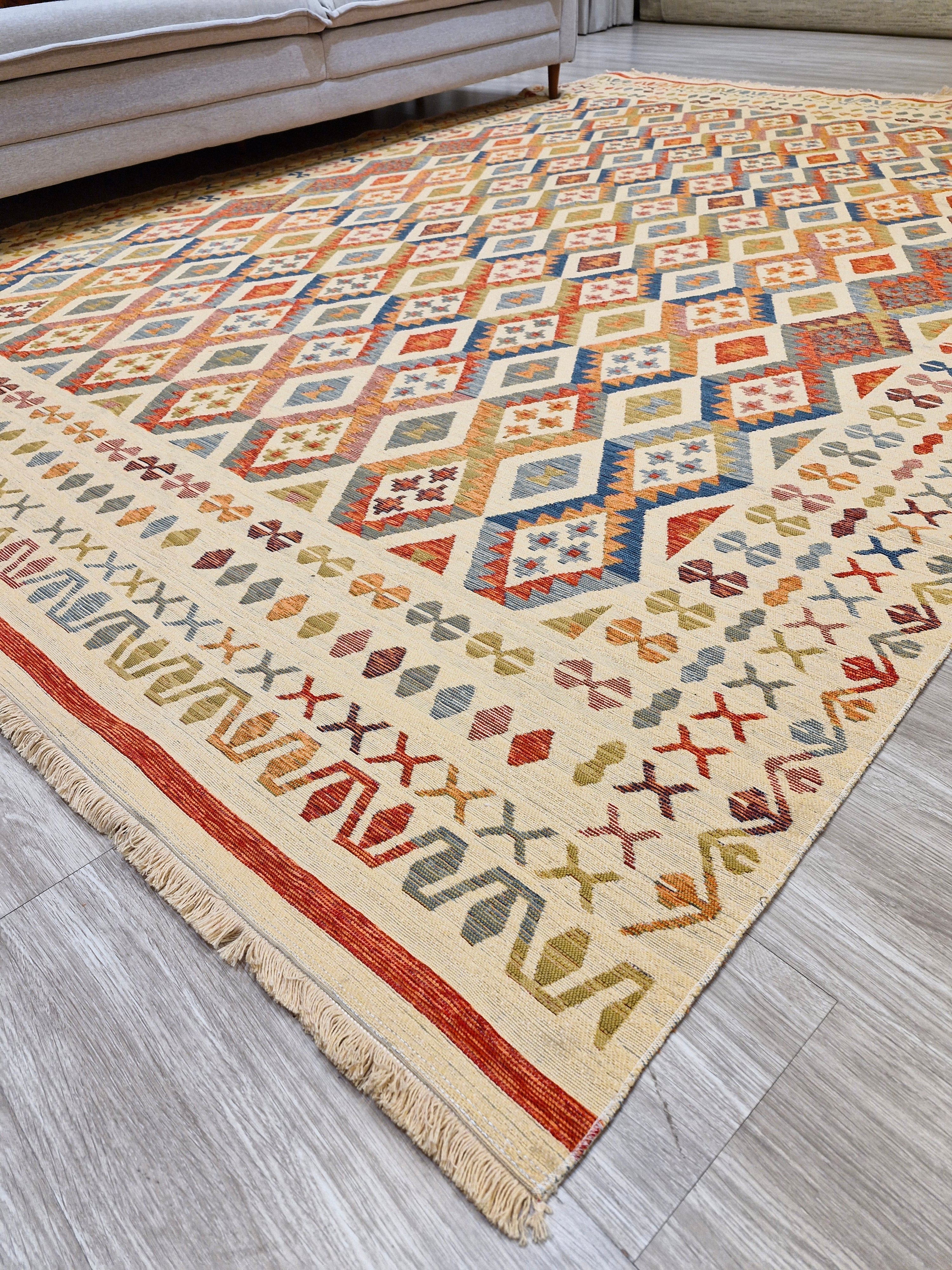 Tapete Turco Kilim Trama Étnica 1001 – Design Geométrico Tradicional || Reversível
