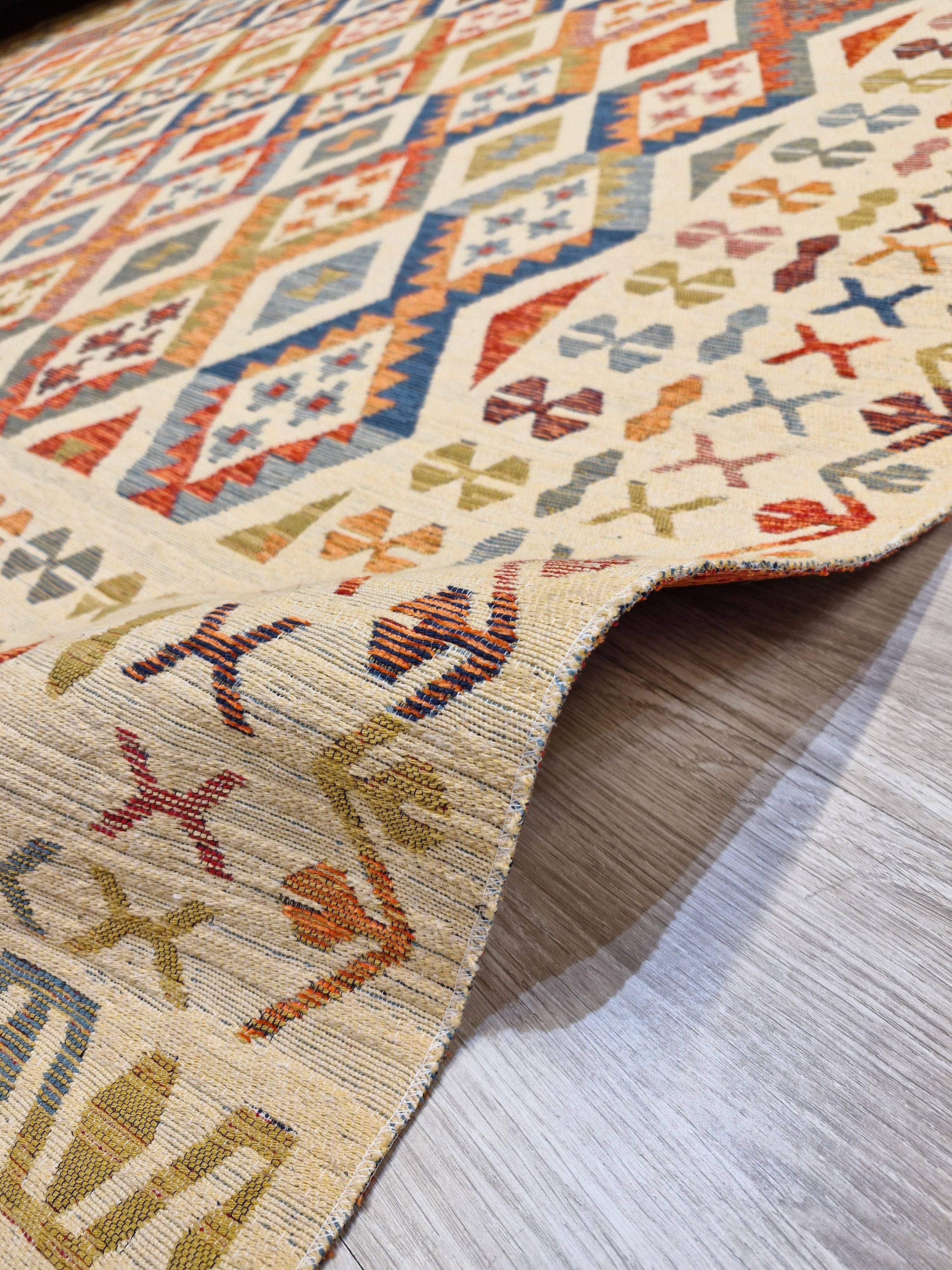Tapete Turco Kilim Trama Étnica 1001 – Design Geométrico Tradicional || Reversível