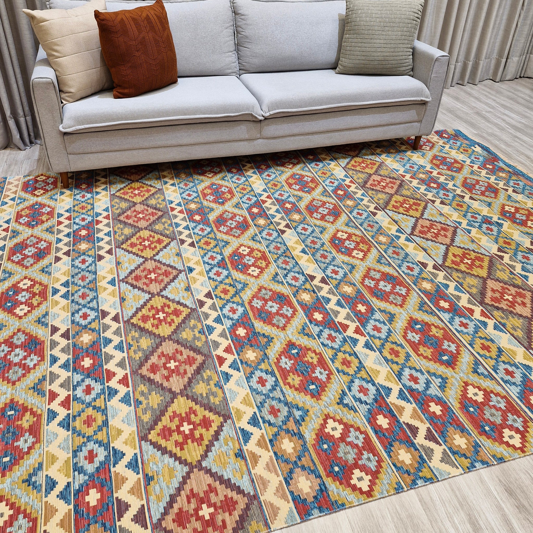 Tapete Turco Kilim Mosaico 1006 – Design Geométrico Tradicional || Reversível