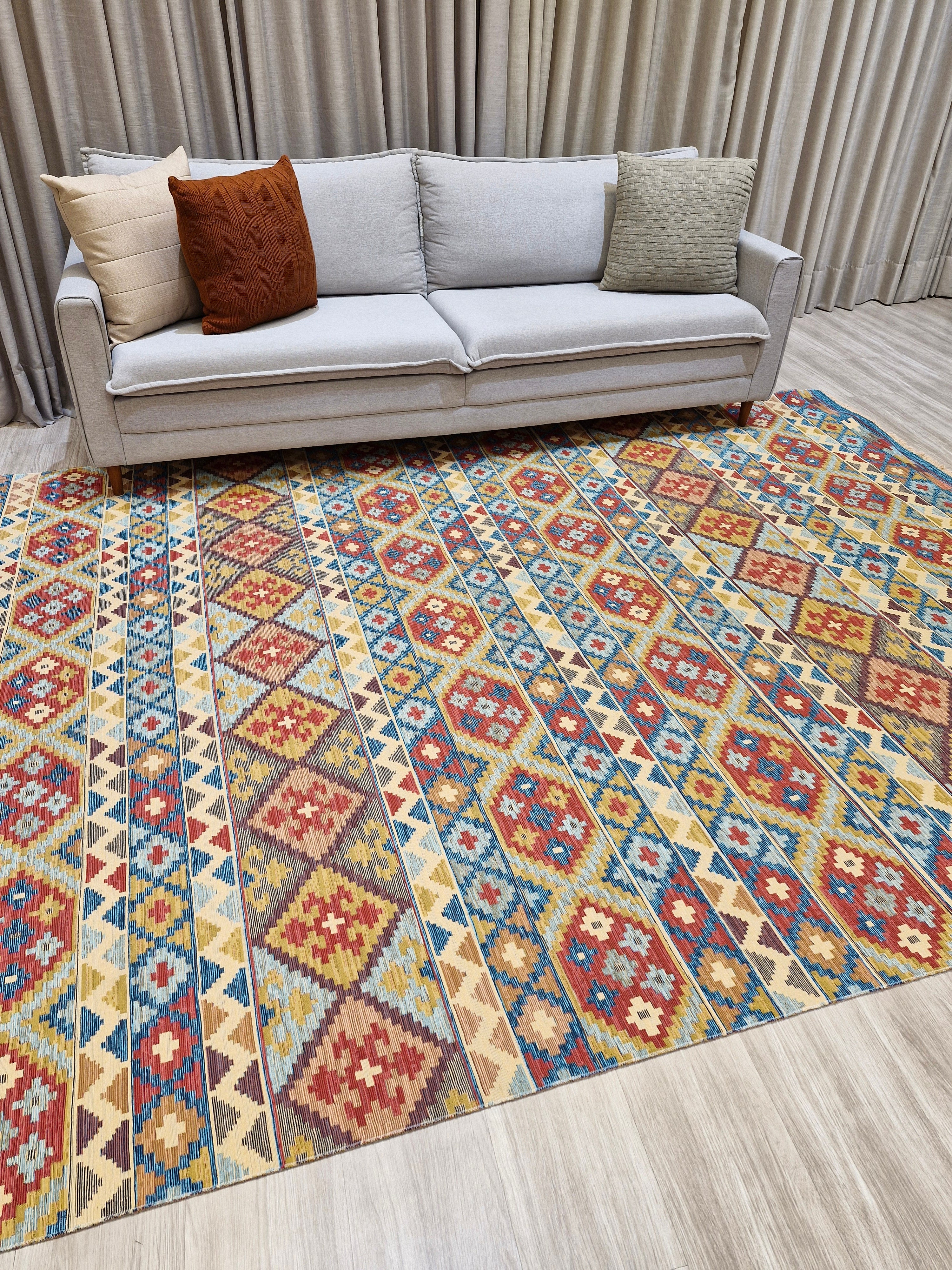 Tapete Turco Kilim Mosaico 1006 – Design Geométrico Tradicional || Reversível