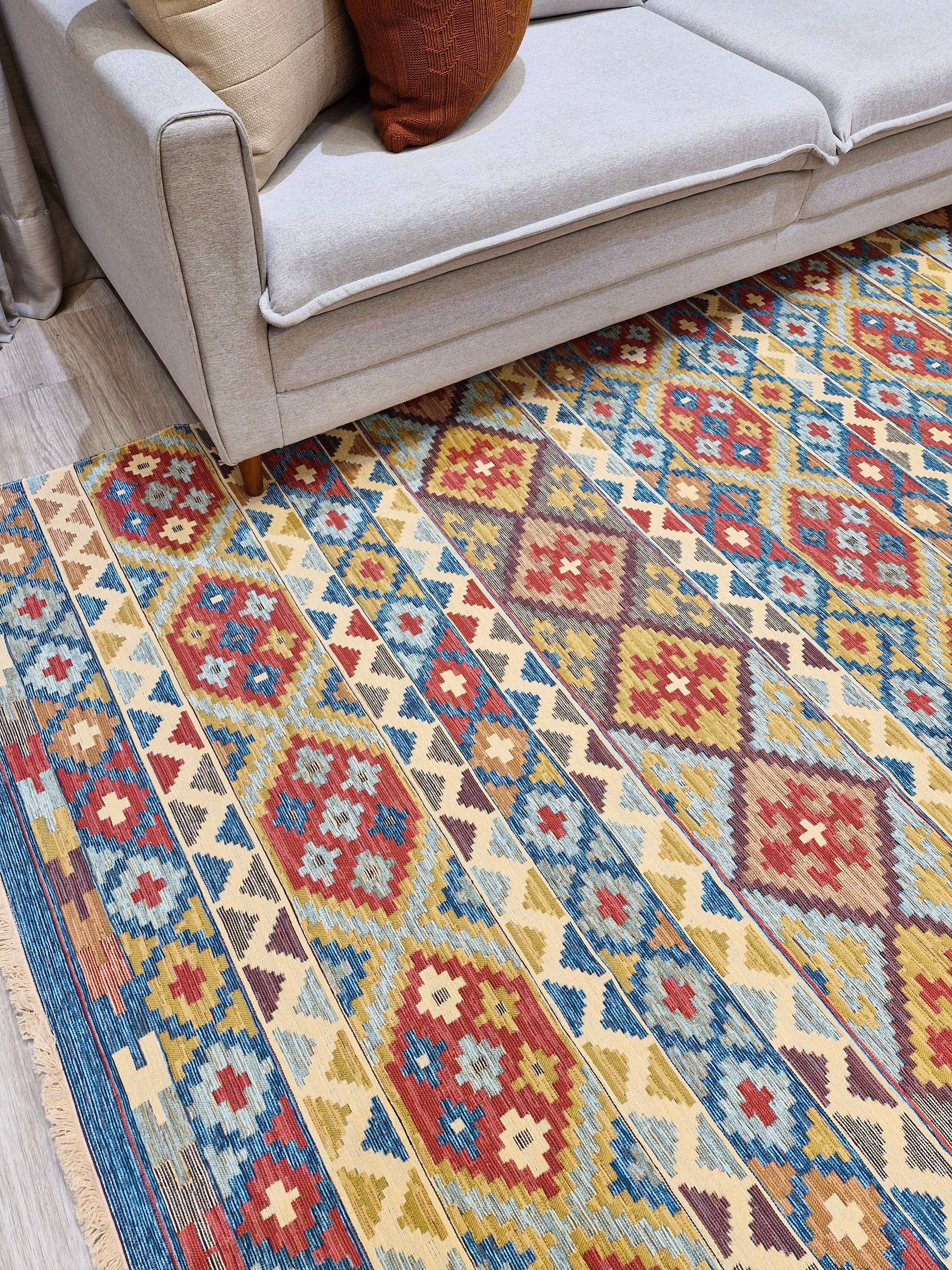 Tapete Turco Kilim Mosaico 1006 – Design Geométrico Tradicional || Reversível