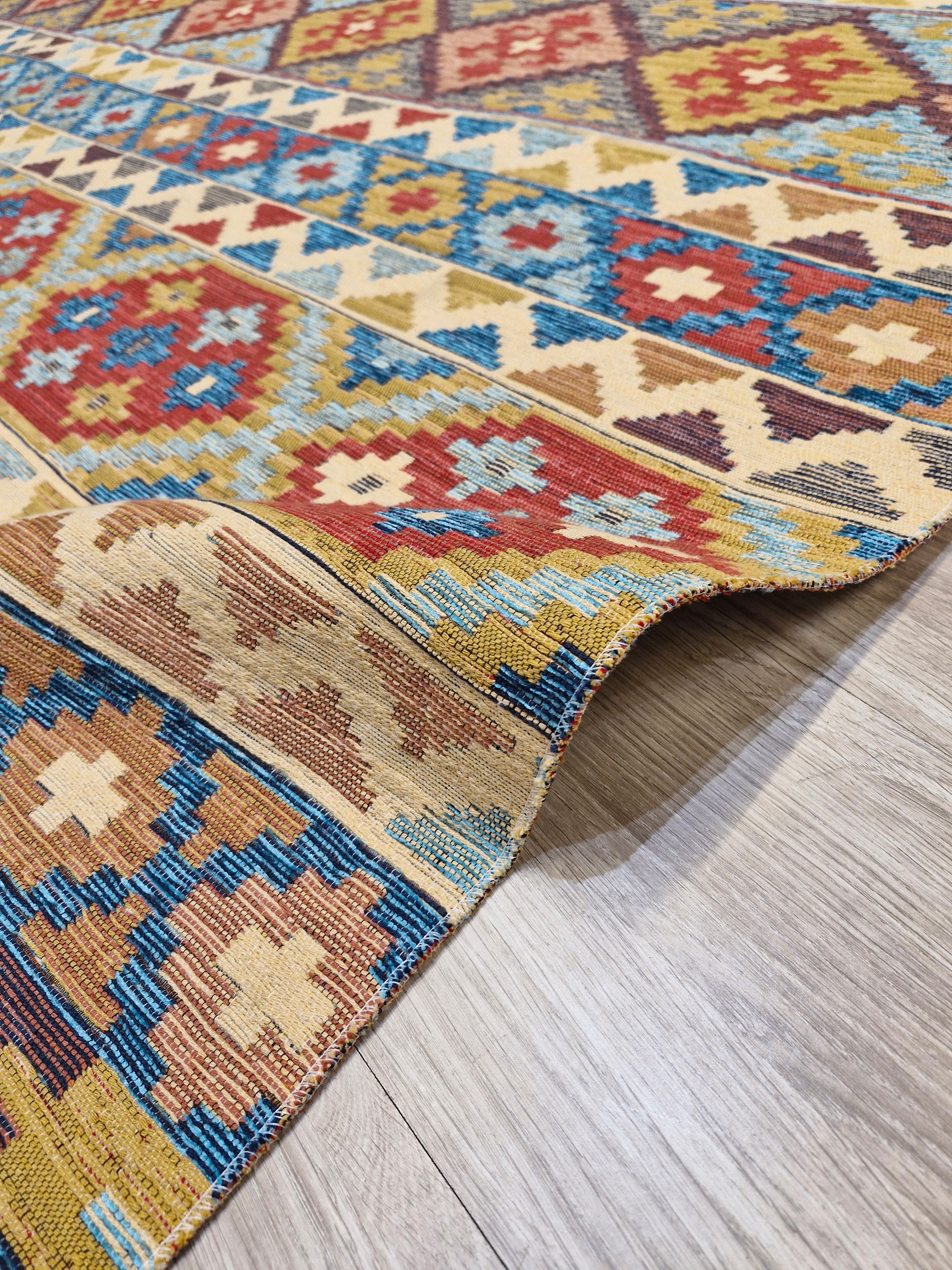 Tapete Turco Kilim Mosaico 1006 – Design Geométrico Tradicional || Reversível