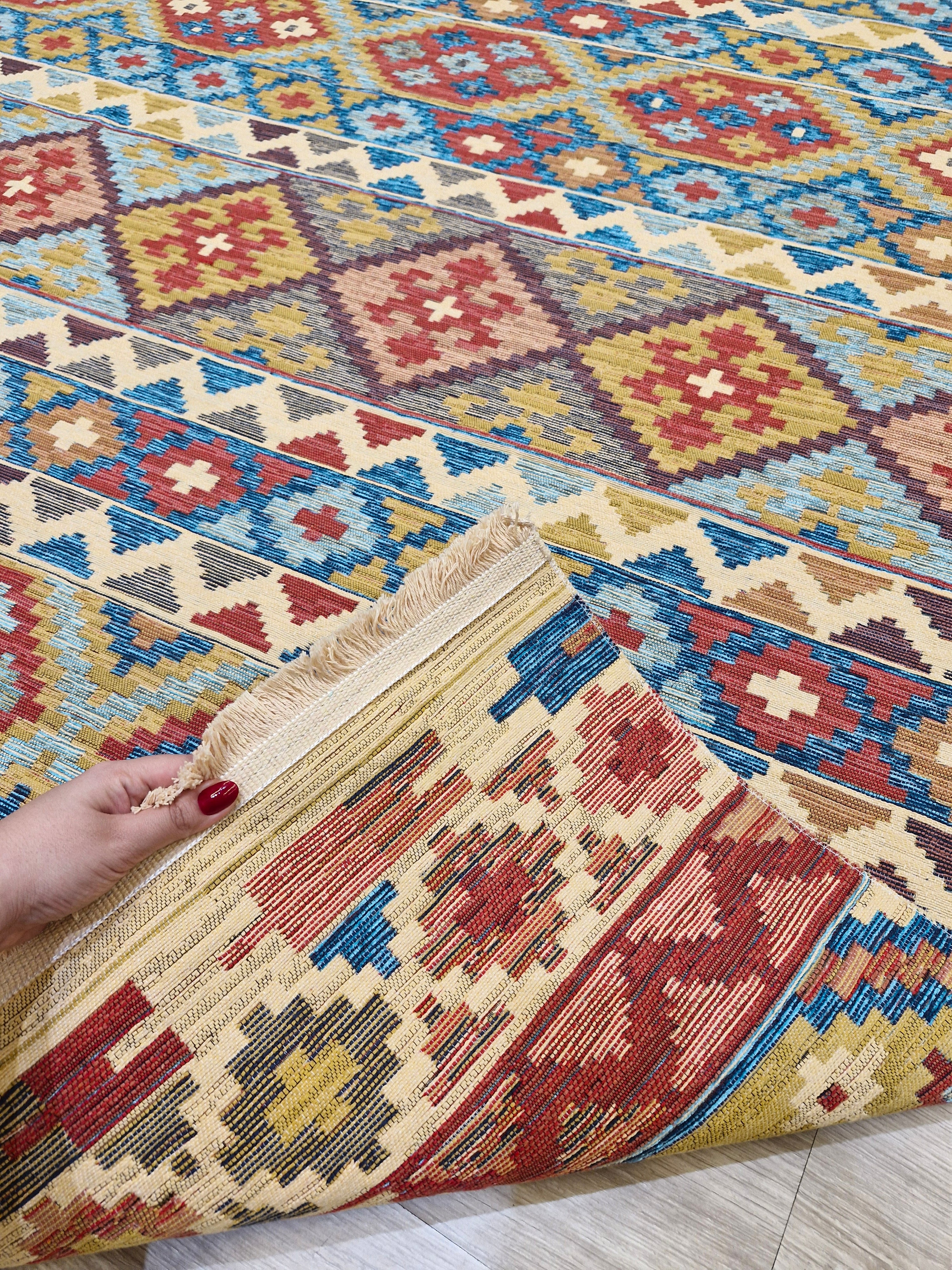 Tapete Turco Kilim Mosaico 1006 – Design Geométrico Tradicional || Reversível