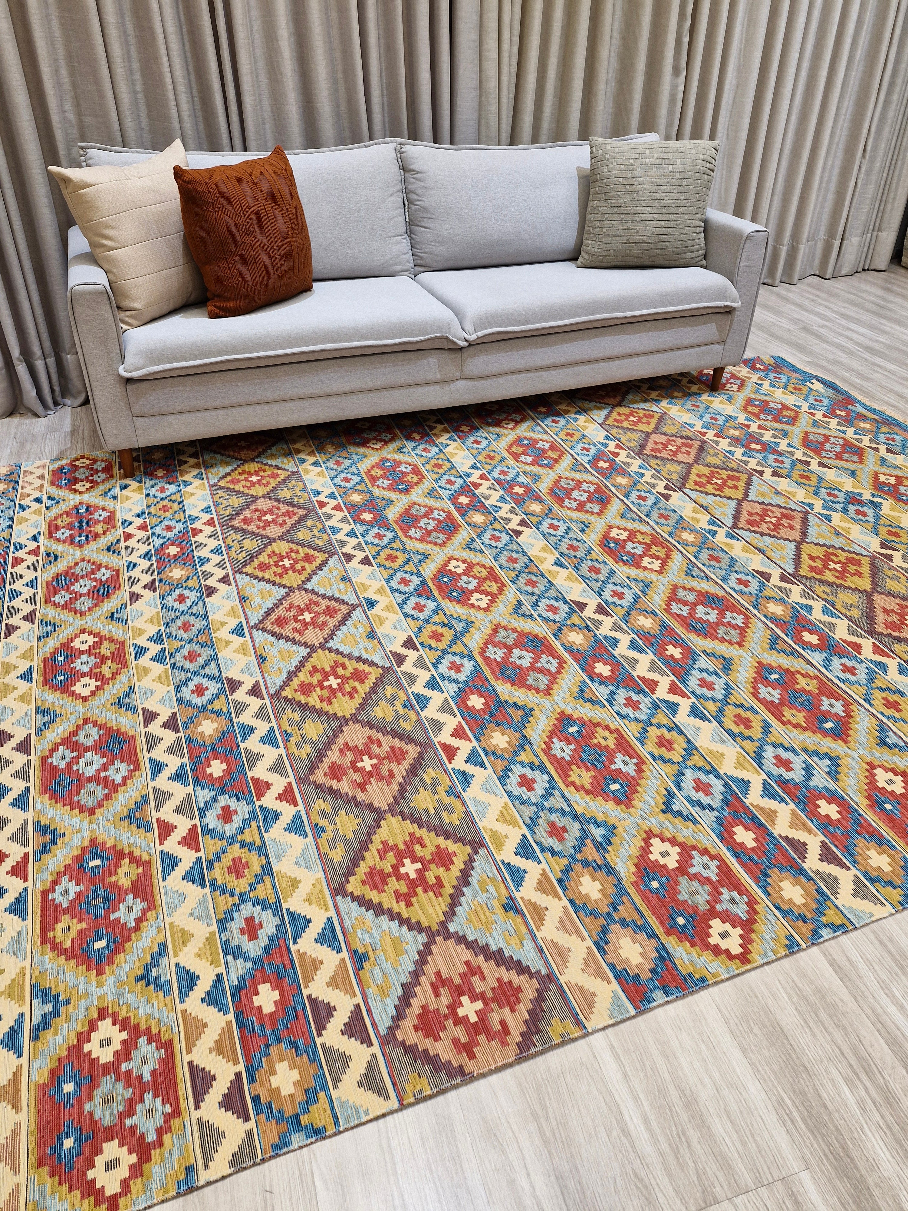 Tapete Turco Kilim Mosaico 1006 – Design Geométrico Tradicional || Reversível