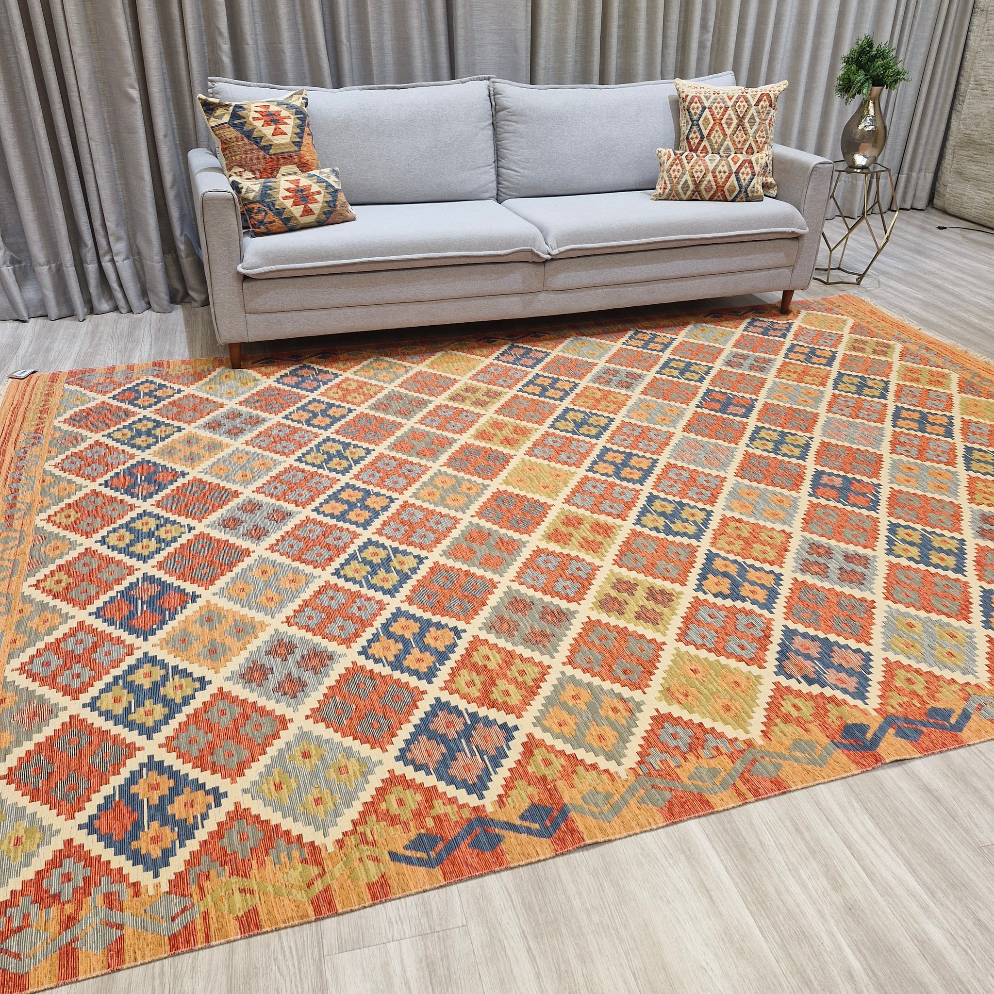 Tapete Turco Kilim Mosaico 1003 – Design Geométrico Rav || Reversível