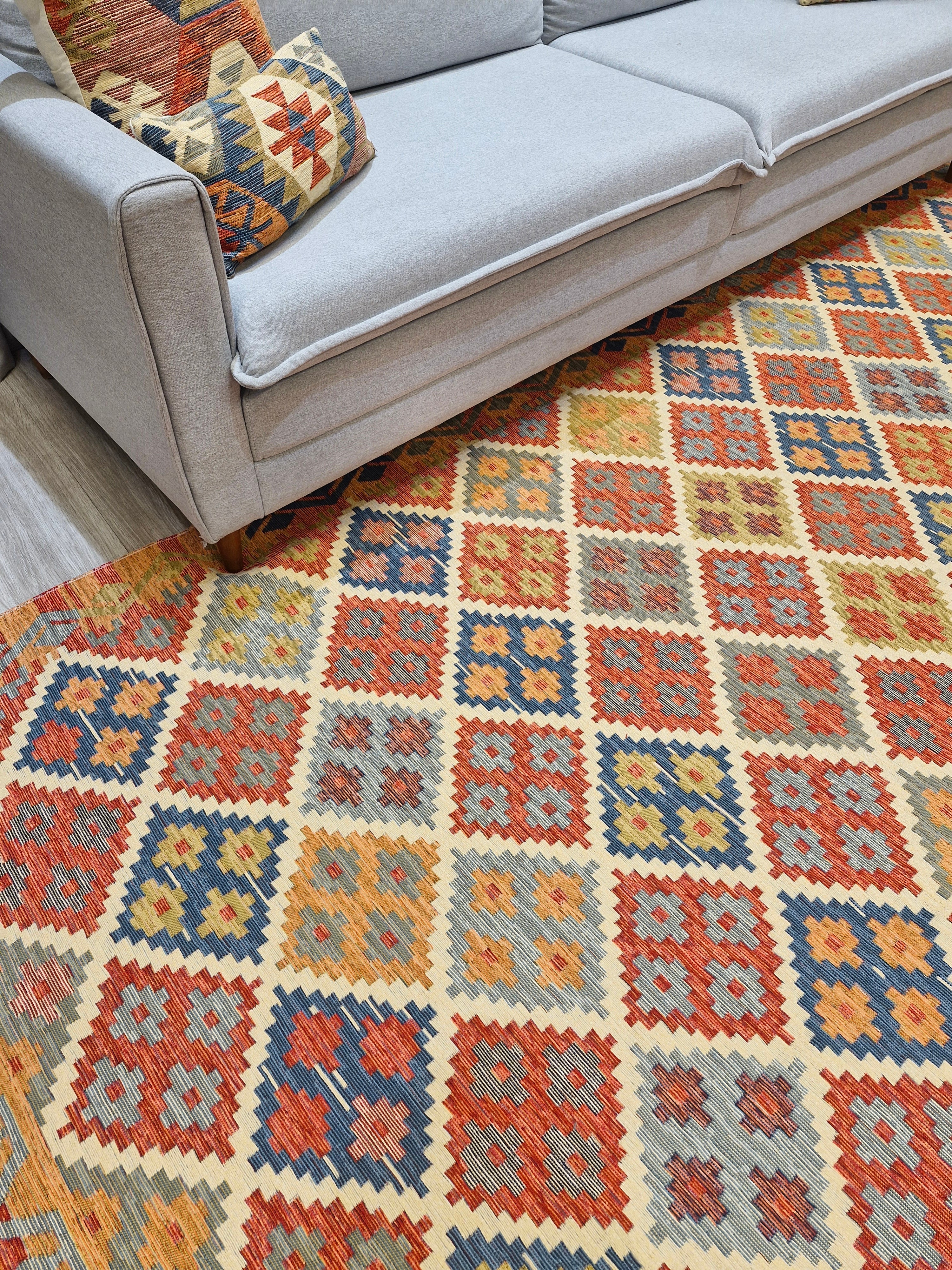 Tapete Turco Kilim Mosaico 1003 – Design Geométrico Rav || Reversível