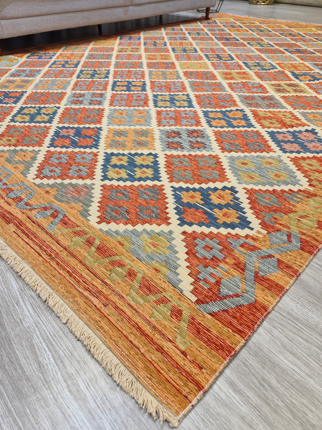 Tapete Turco Kilim Mosaico 1003 – Design Geométrico Rav || Reversível