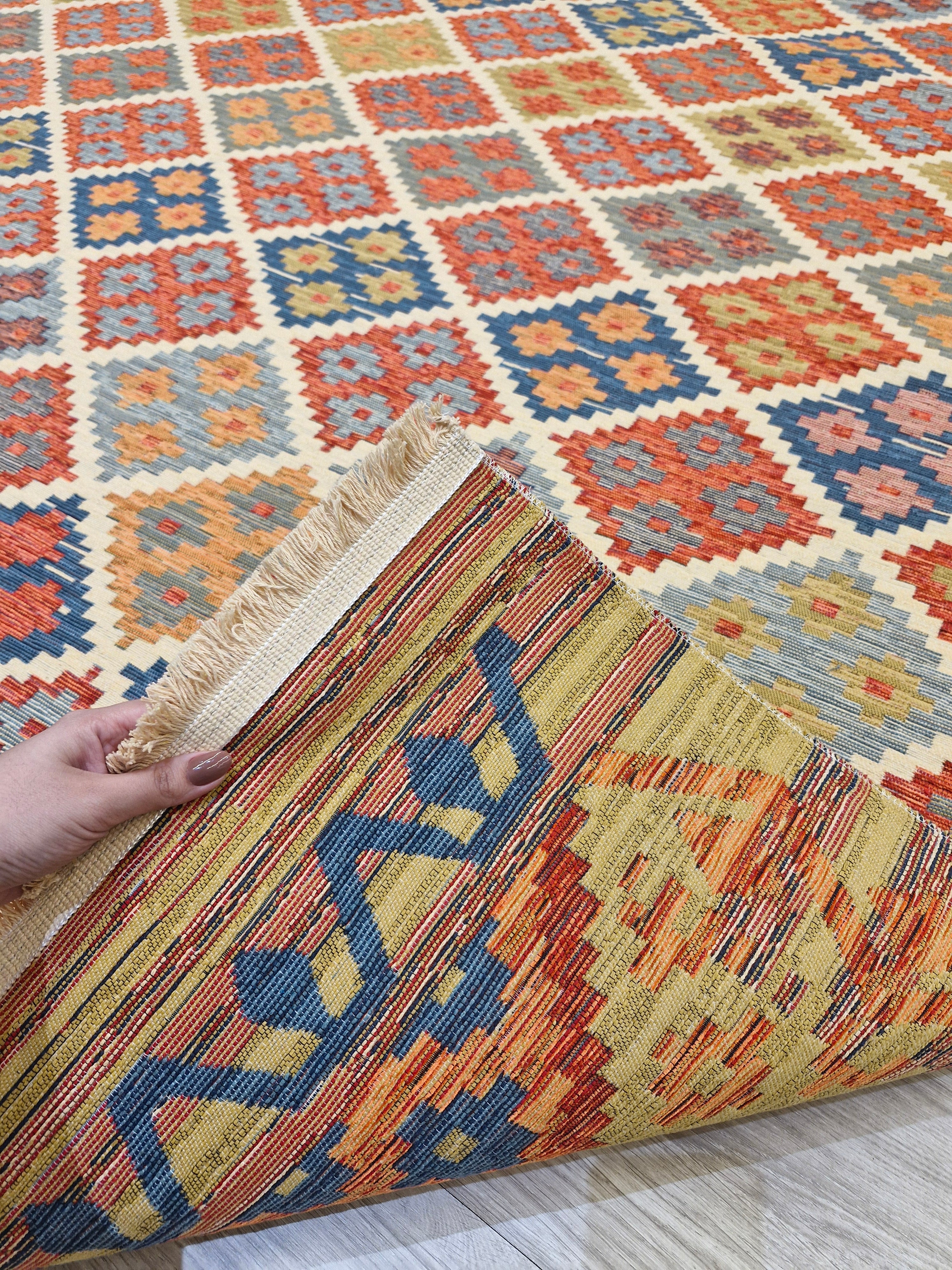 Tapete Turco Kilim Mosaico 1003 – Design Geométrico Rav || Reversível
