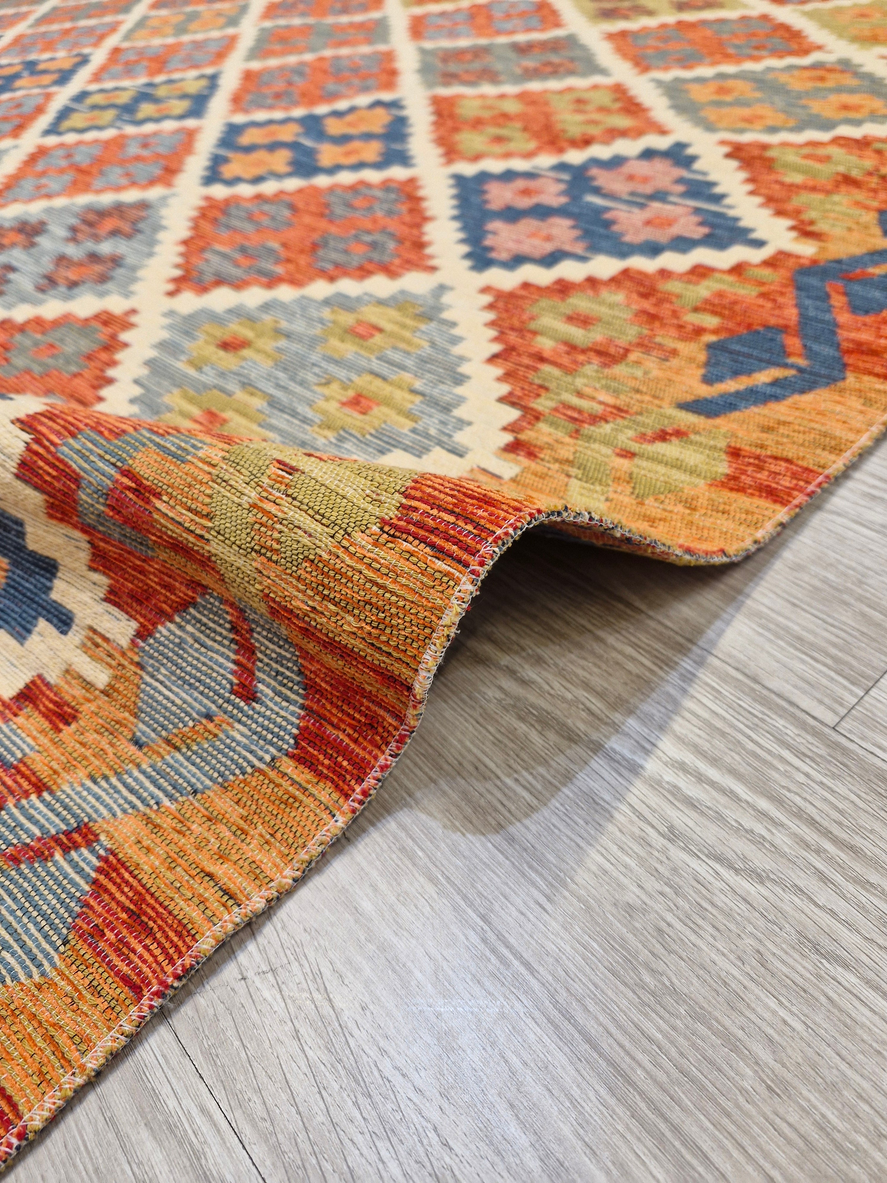 Tapete Turco Kilim Mosaico 1003 – Design Geométrico Rav || Reversível