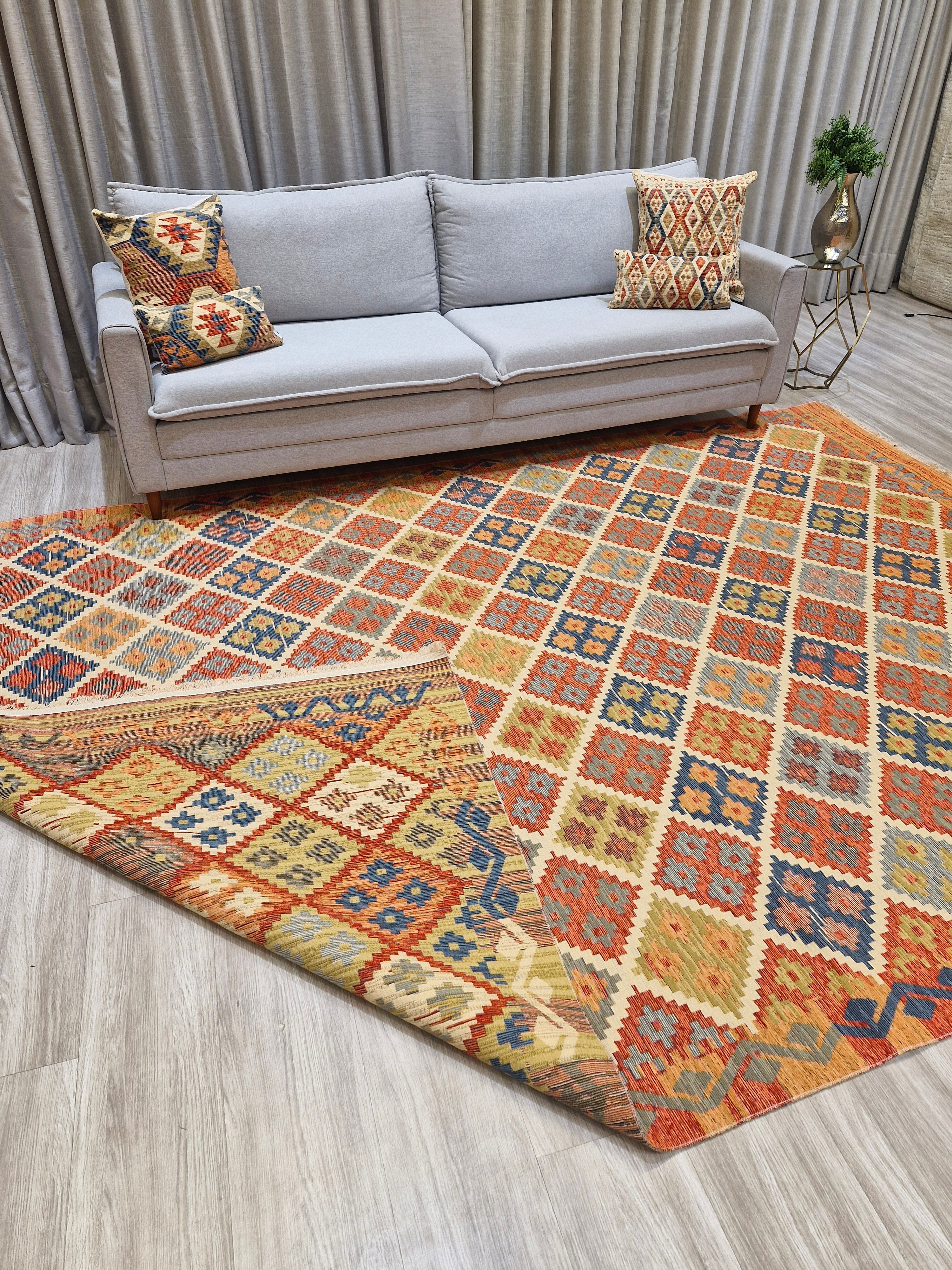 Tapete Turco Kilim Mosaico 1003 – Design Geométrico Rav || Reversível