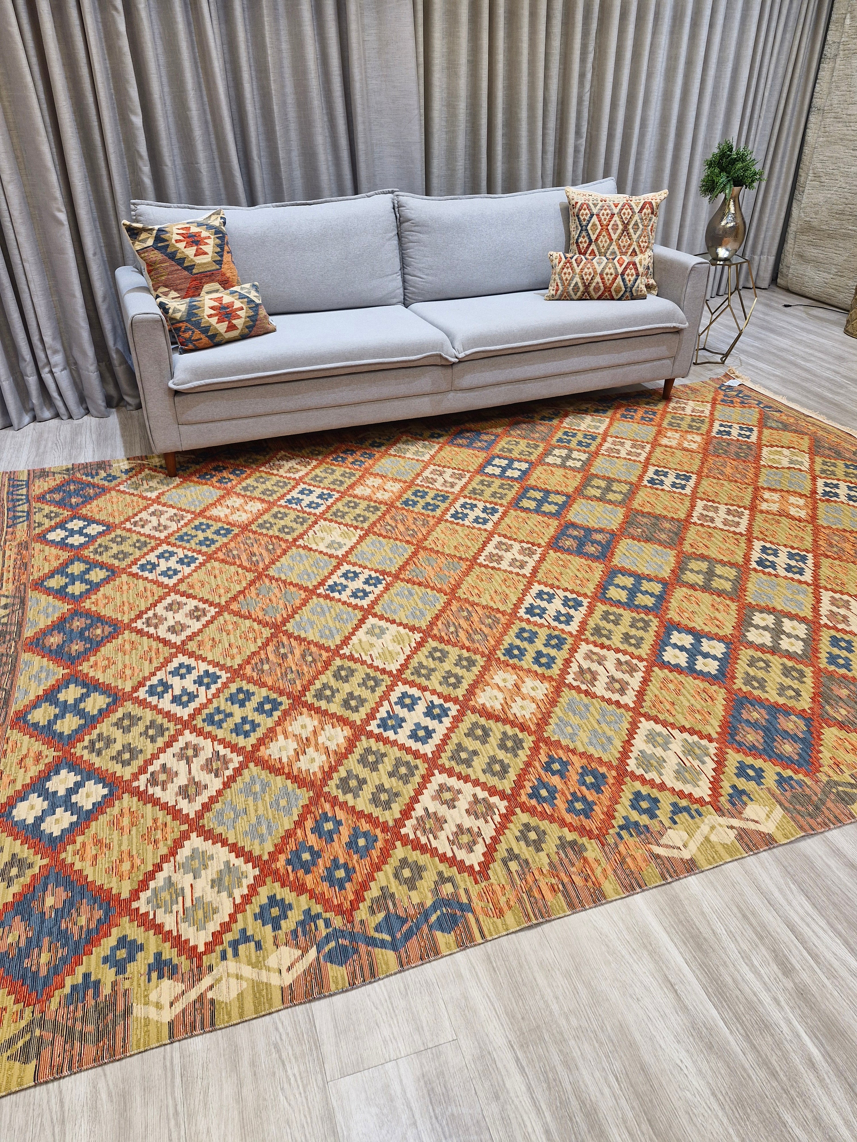 Tapete Turco Kilim Mosaico 1003 – Design Geométrico Rav || Reversível