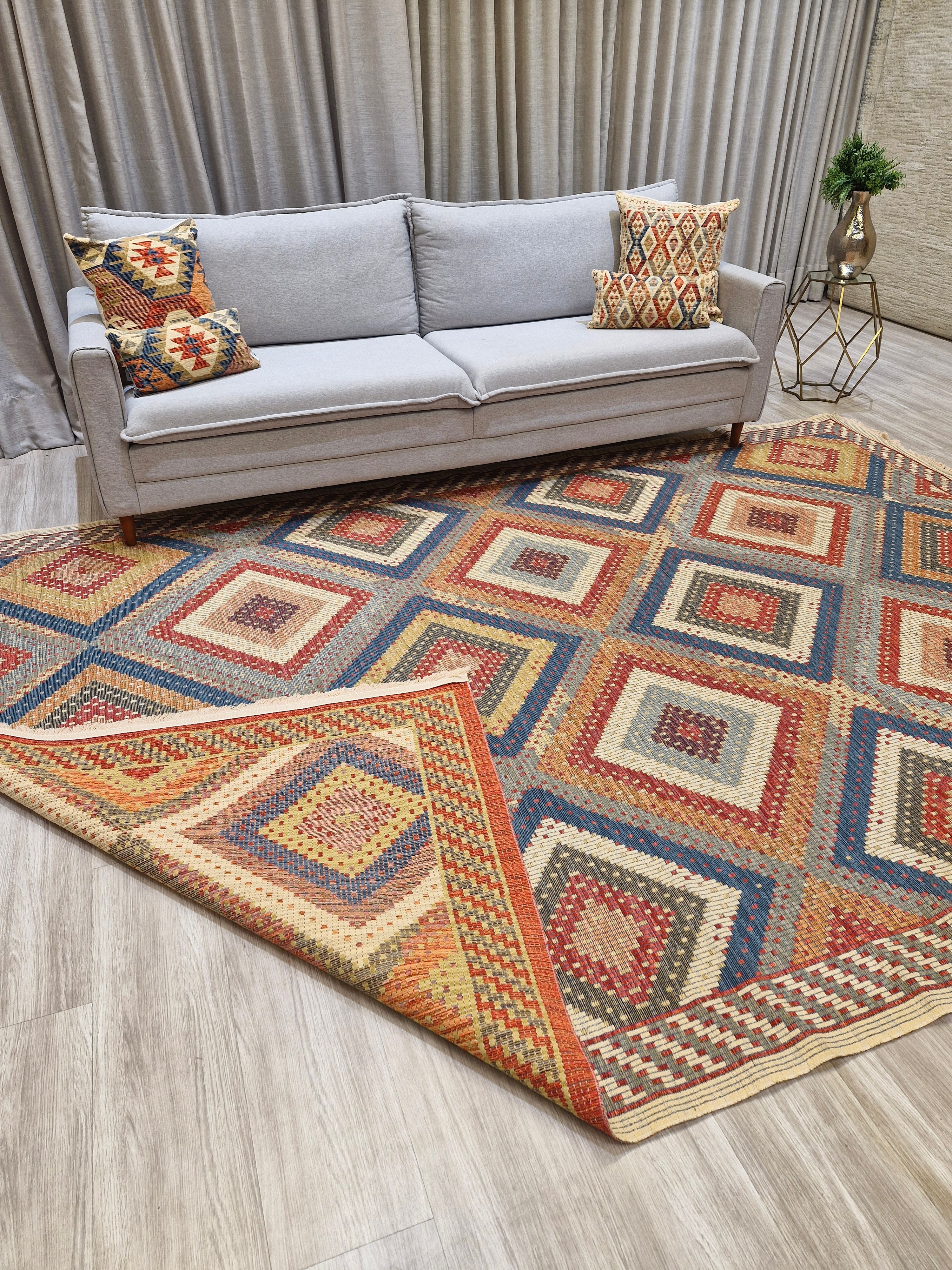 Tapete Turco Kilim Mosaico 1005 – Design Geométrico || Reversível