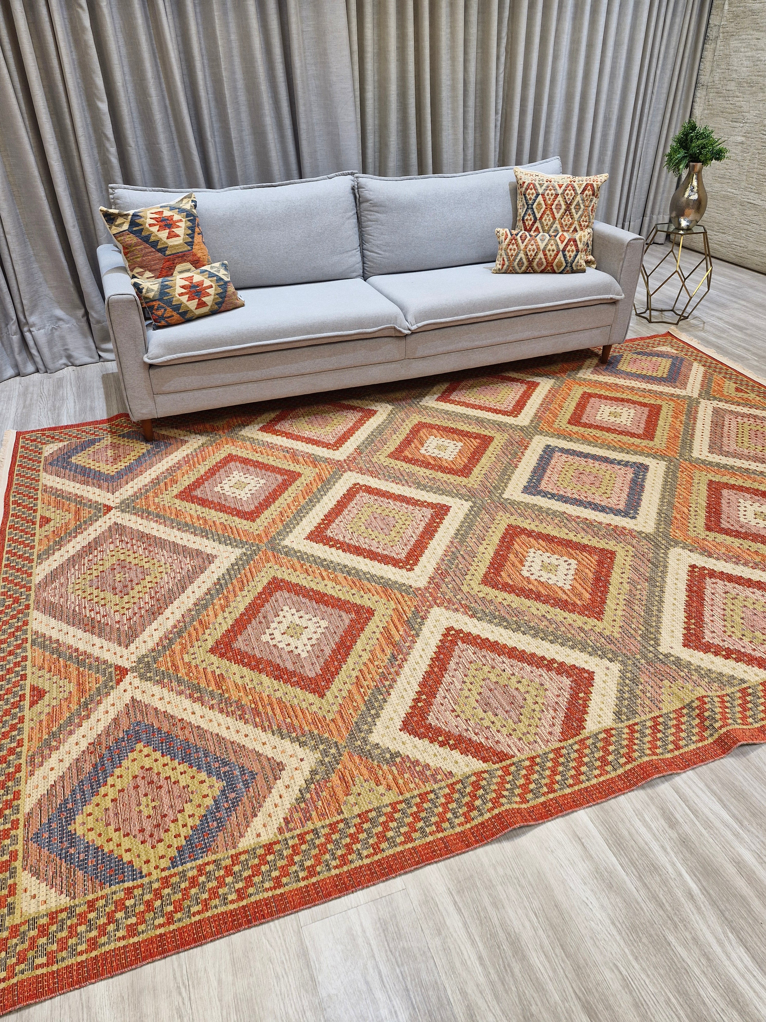 Tapete Turco Kilim Mosaico 1005 – Design Geométrico || Reversível