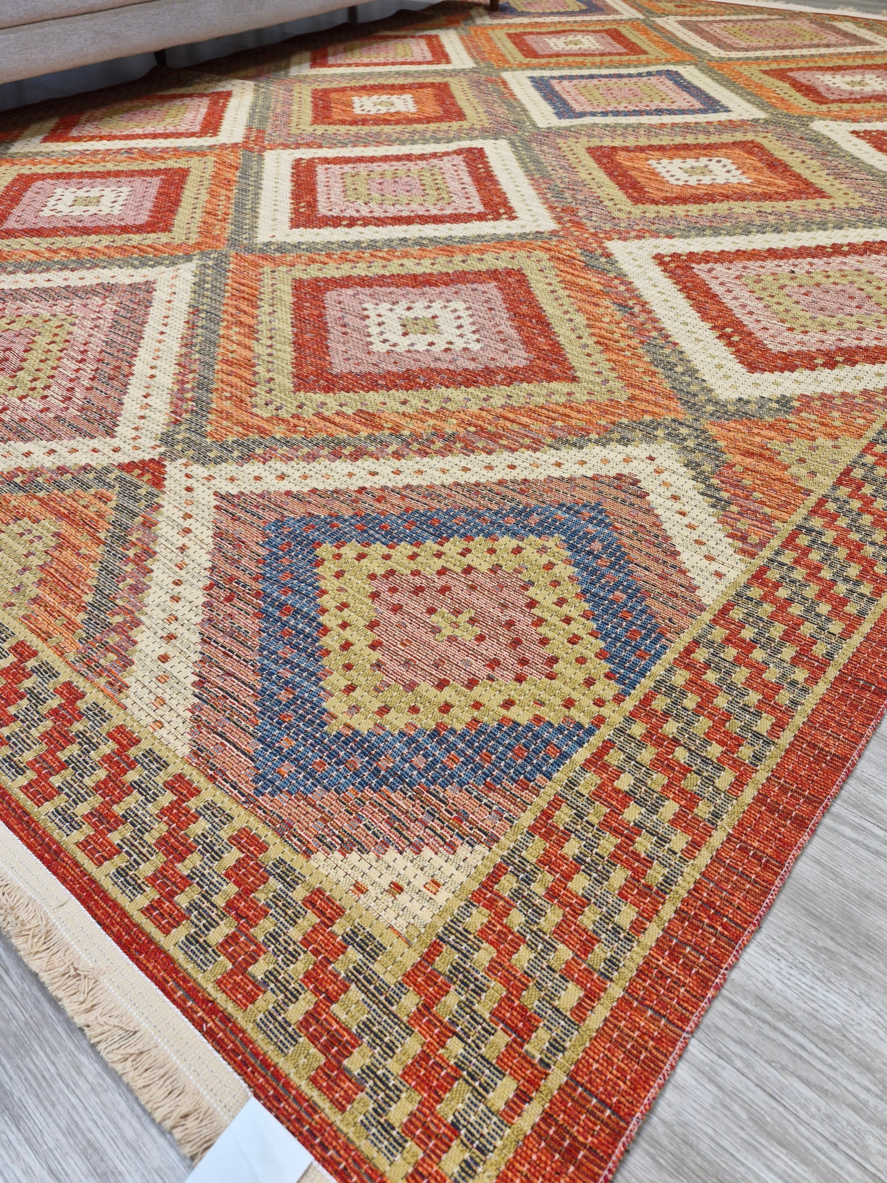 Tapete Turco Kilim Mosaico 1005 – Design Geométrico || Reversível