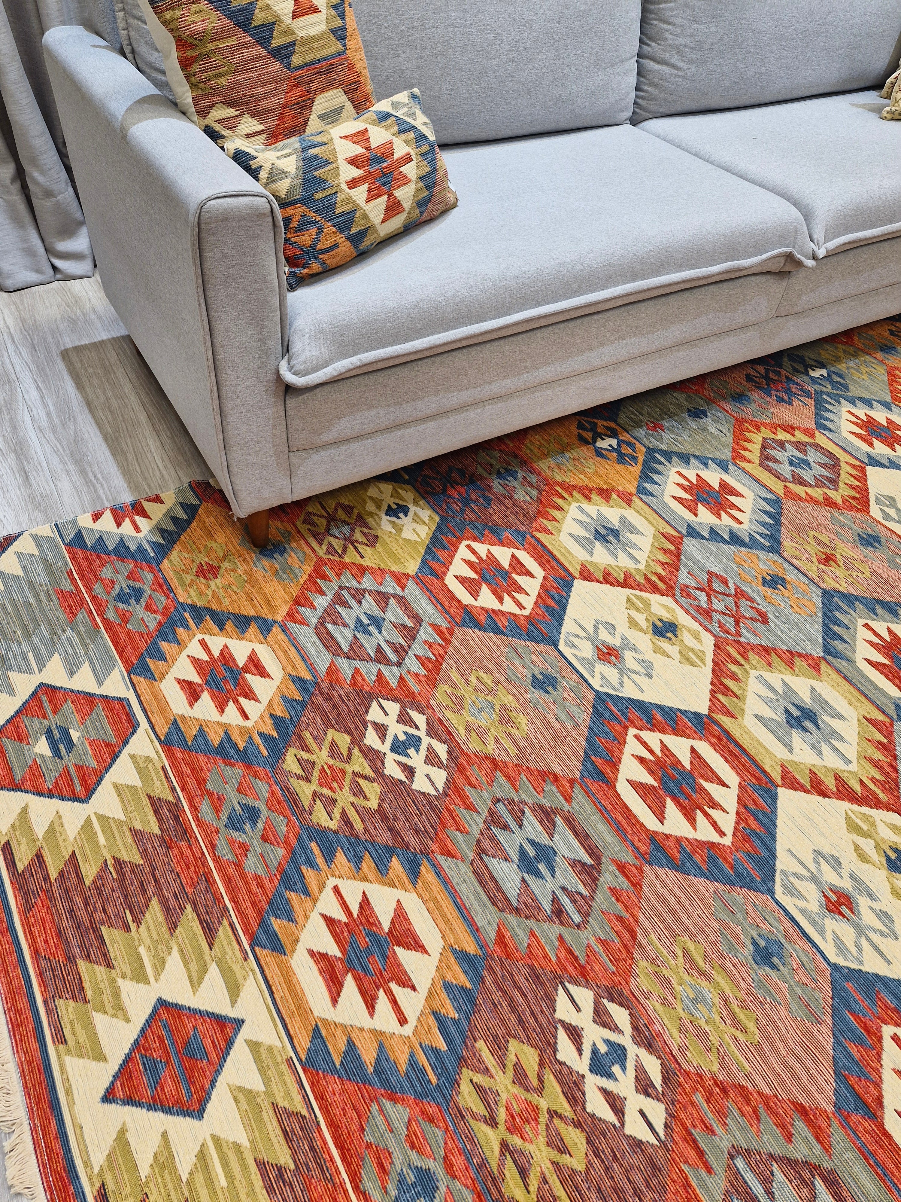 Tapete Turco Kilim Mosaico 1004 – Design Geométrico || Reversível