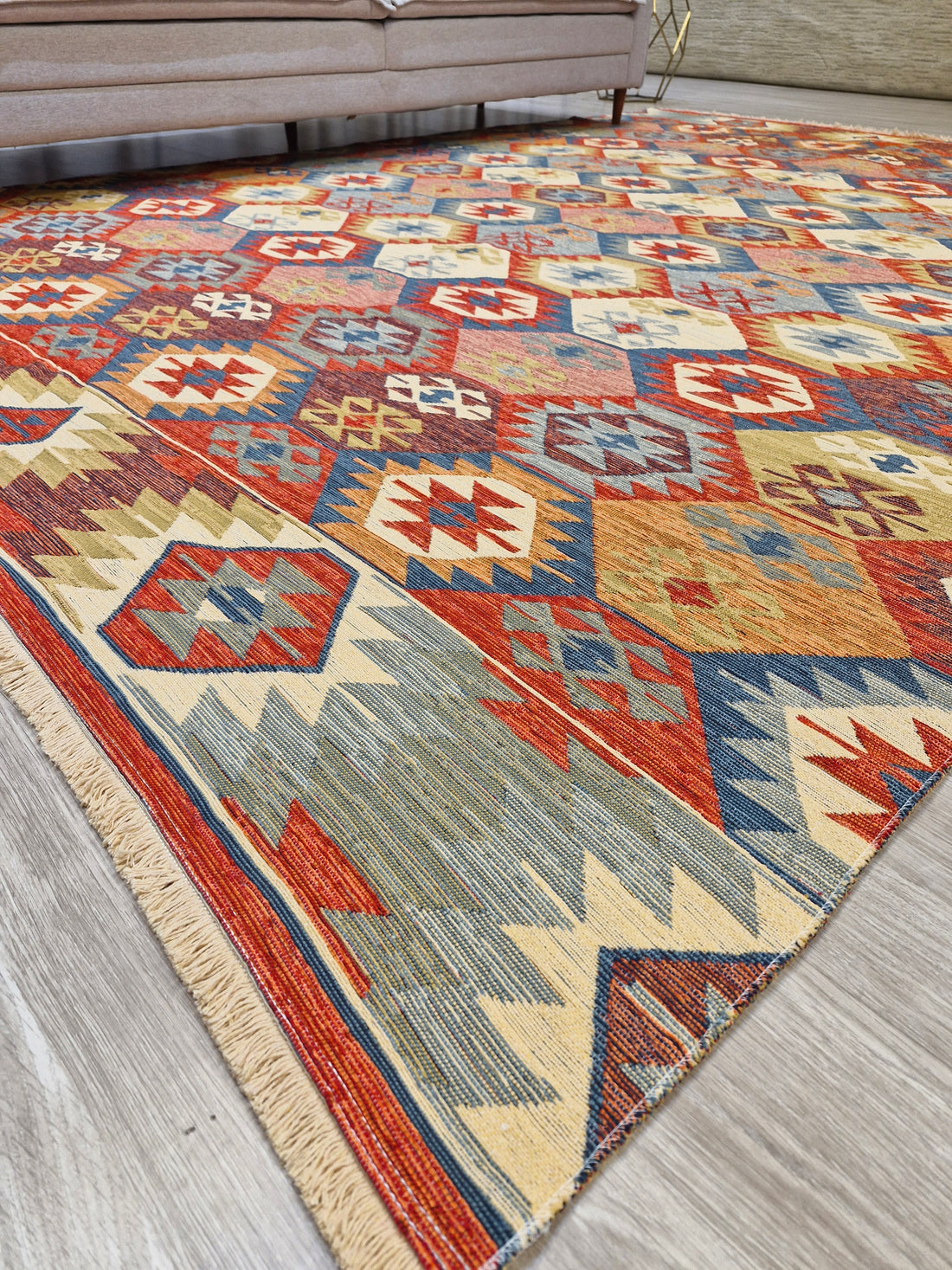 Tapete Turco Kilim Mosaico 1004 – Design Geométrico || Reversível