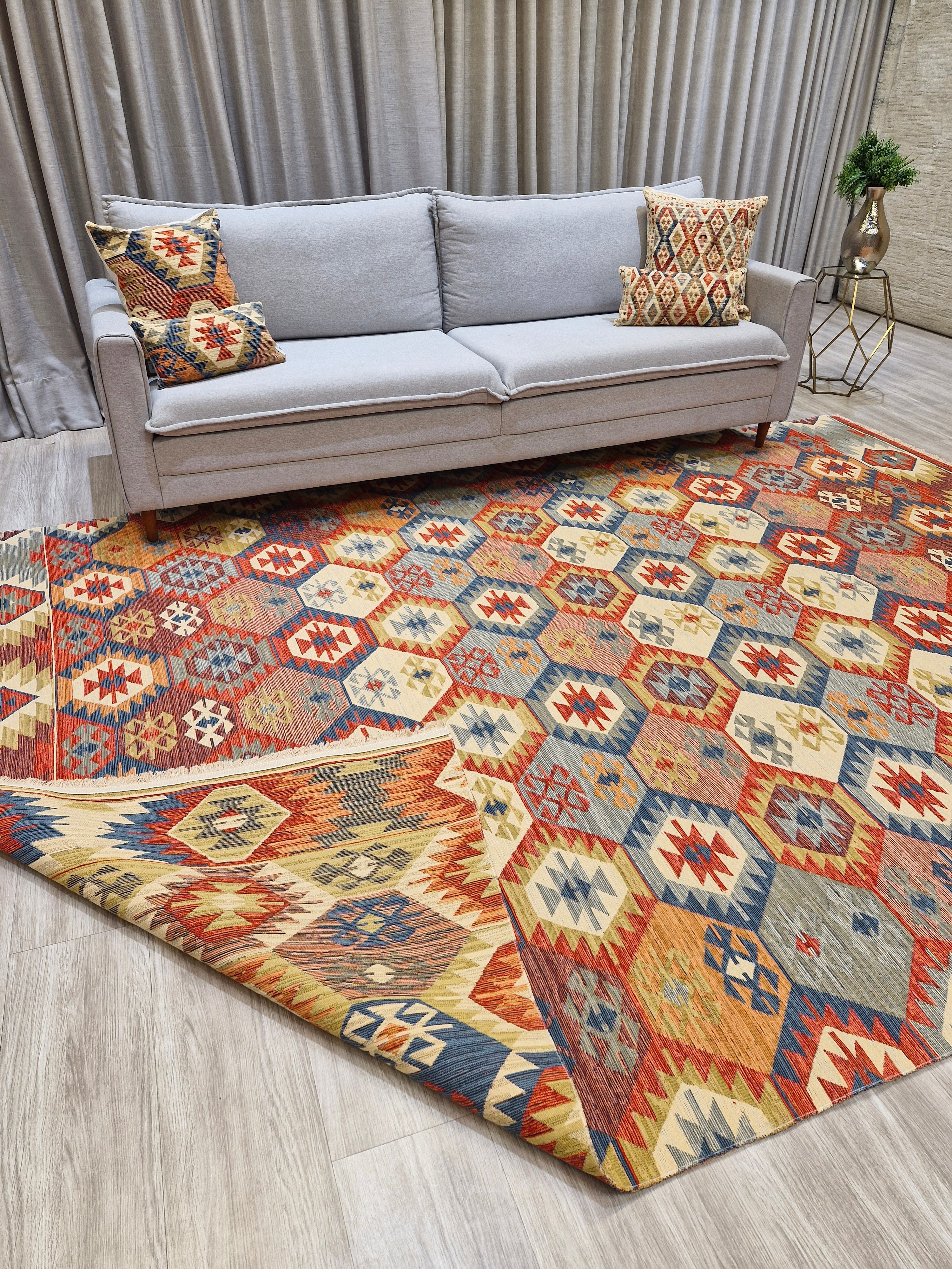 Tapete Turco Kilim Mosaico 1004 – Design Geométrico || Reversível