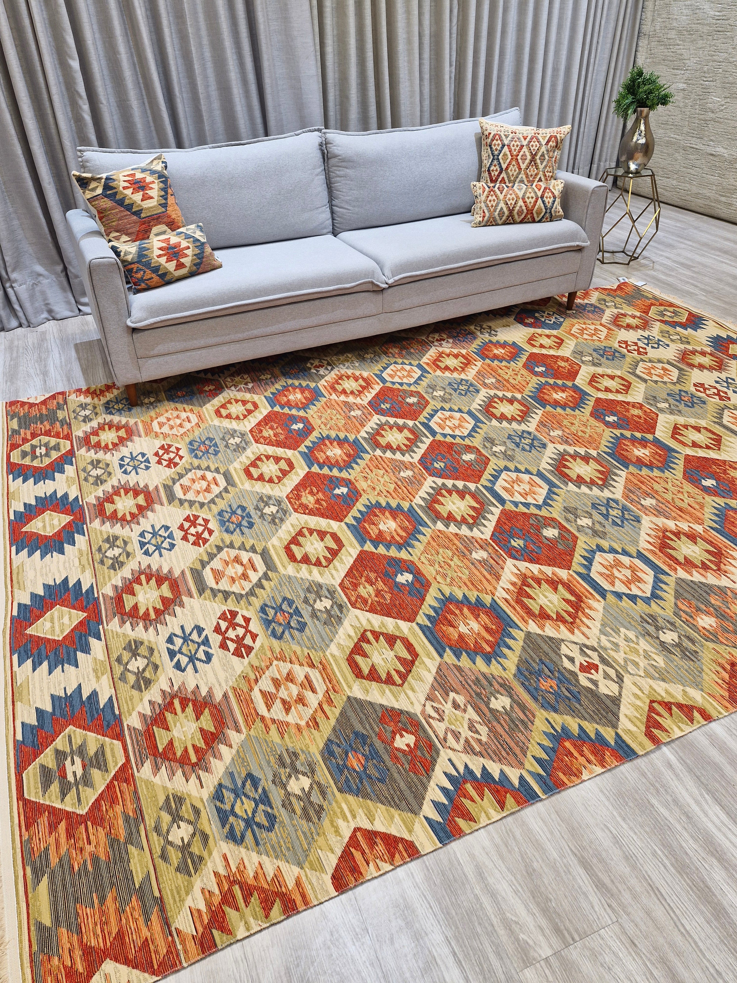 Tapete Turco Kilim Mosaico 1004 – Design Geométrico || Reversível