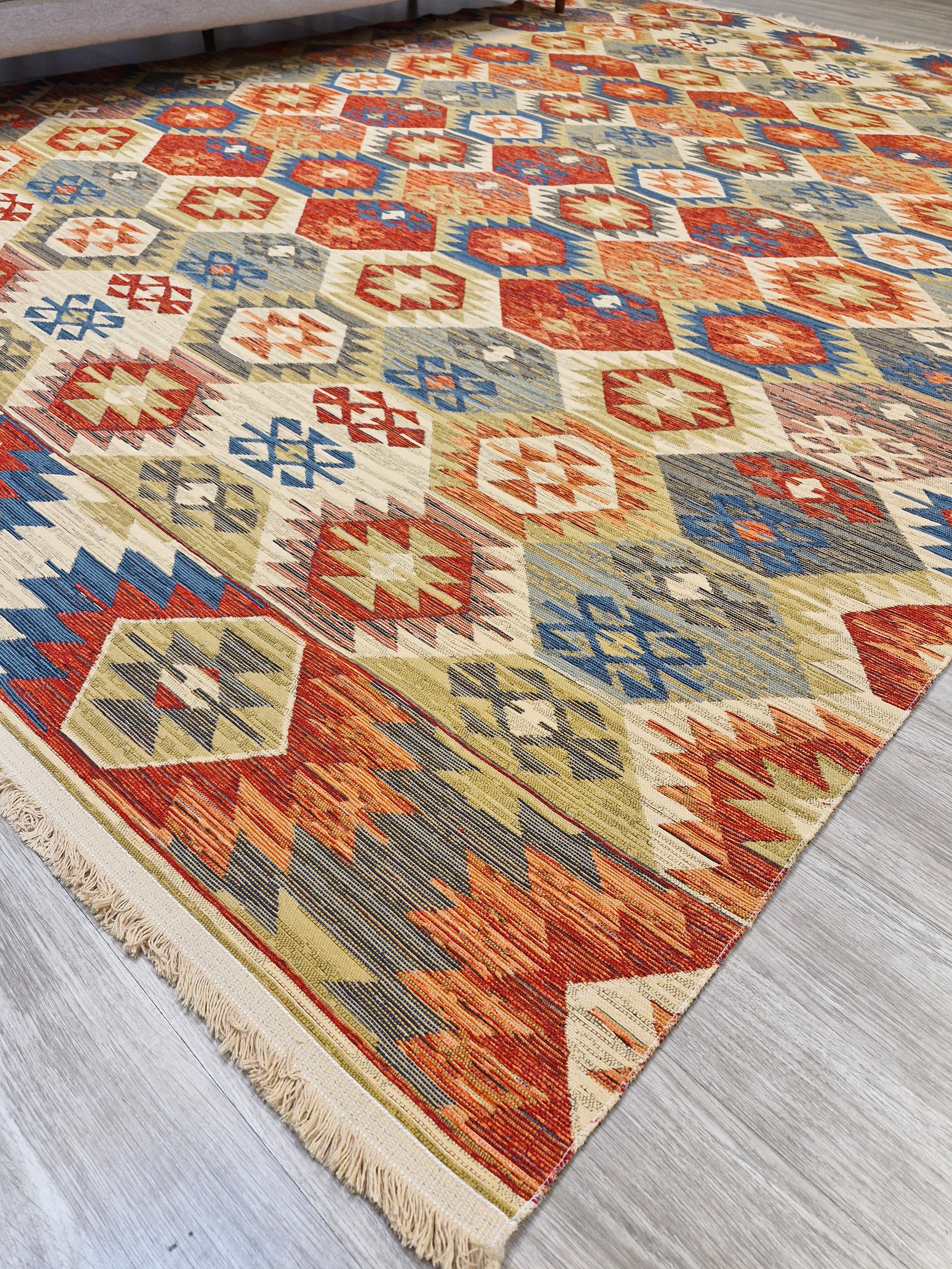 Tapete Turco Kilim Mosaico 1004 – Design Geométrico || Reversível