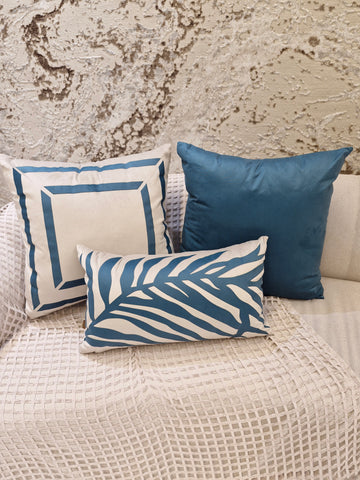 Kit Almofadas Trio Suede Azul Turquesa | Três Peças