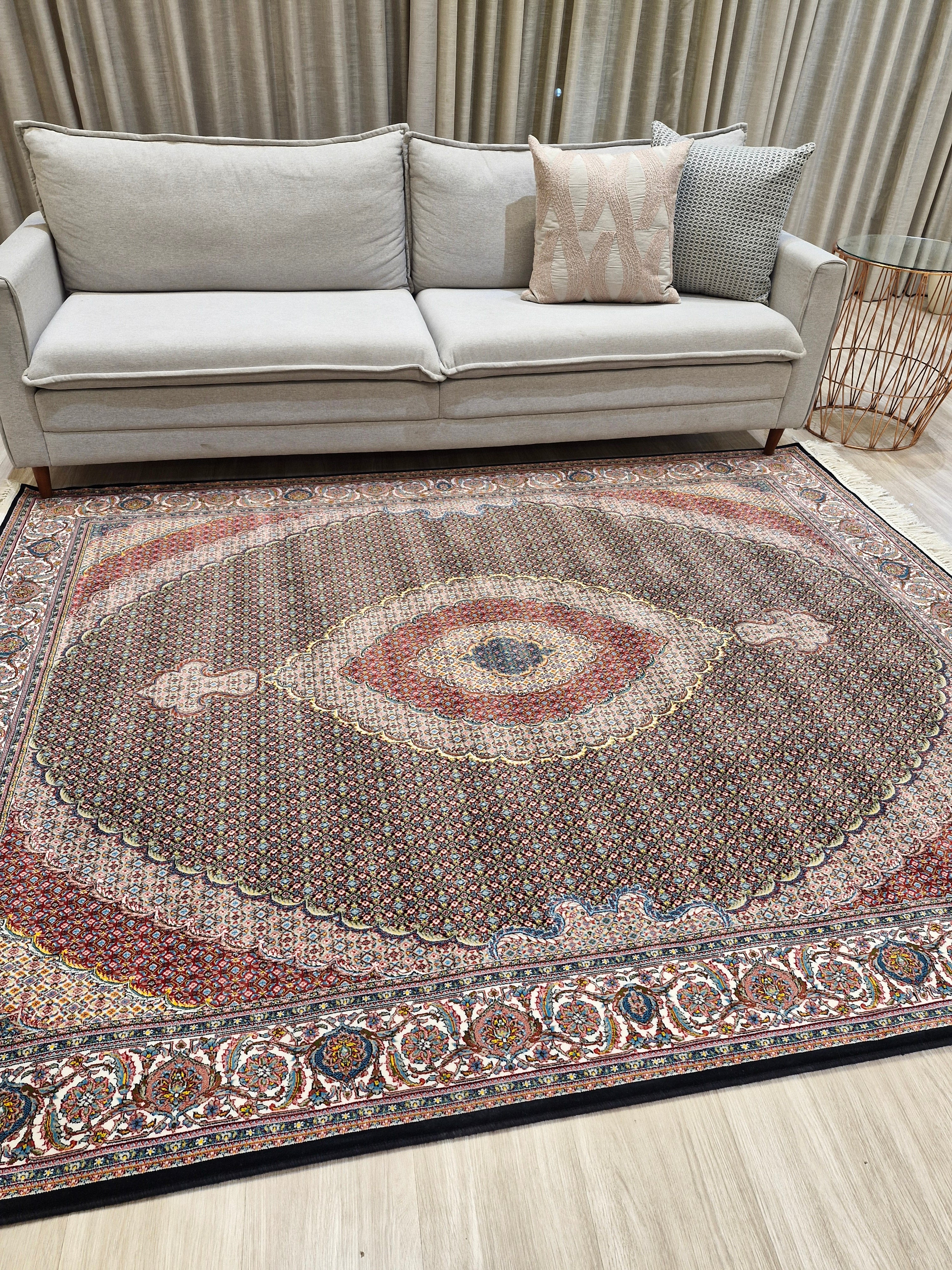 Tapete Autêntico Iraniano Desenhado Preto || Coleção Irã