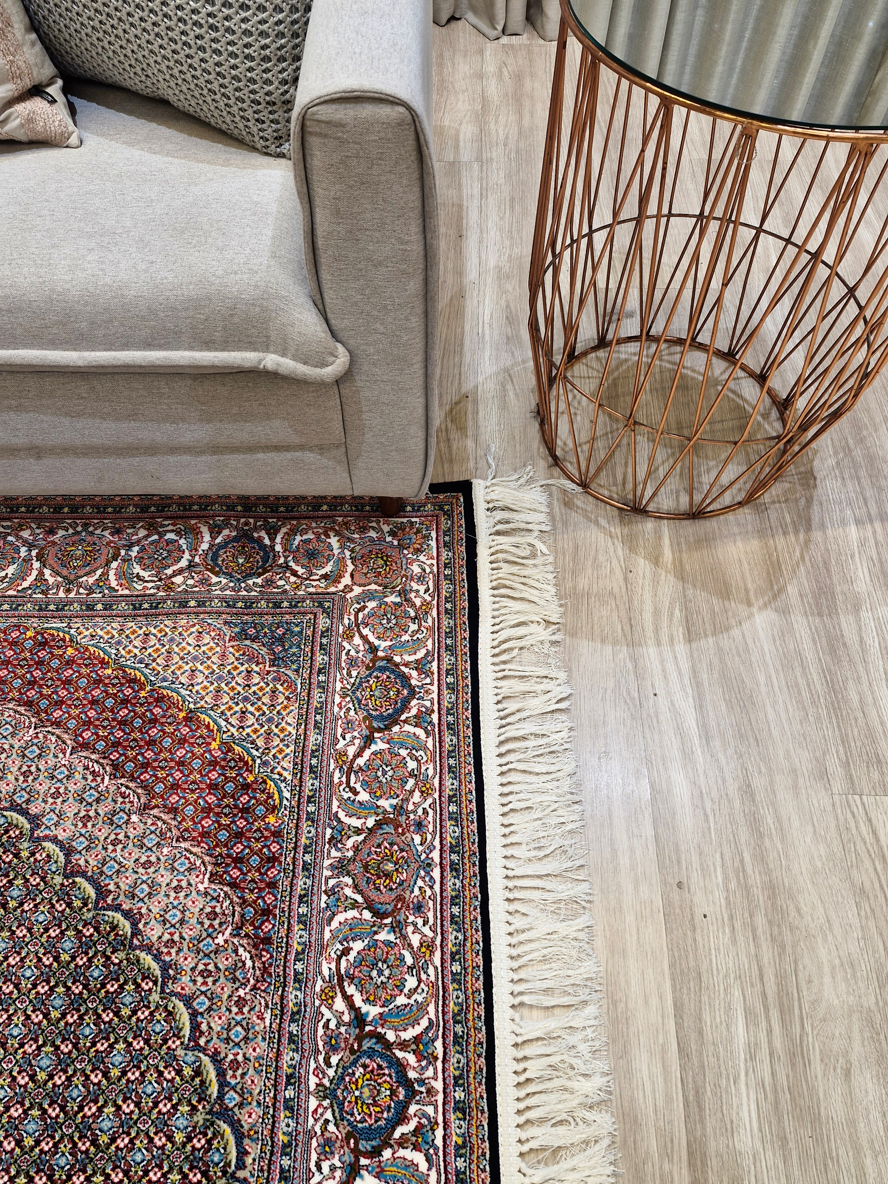 Tapete Autêntico Iraniano Desenhado Preto || Coleção Irã