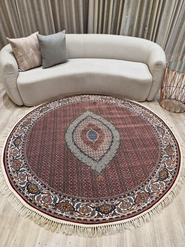 Tapete Redondo Iraniano Desenhado Vermelho || Coleção Irã