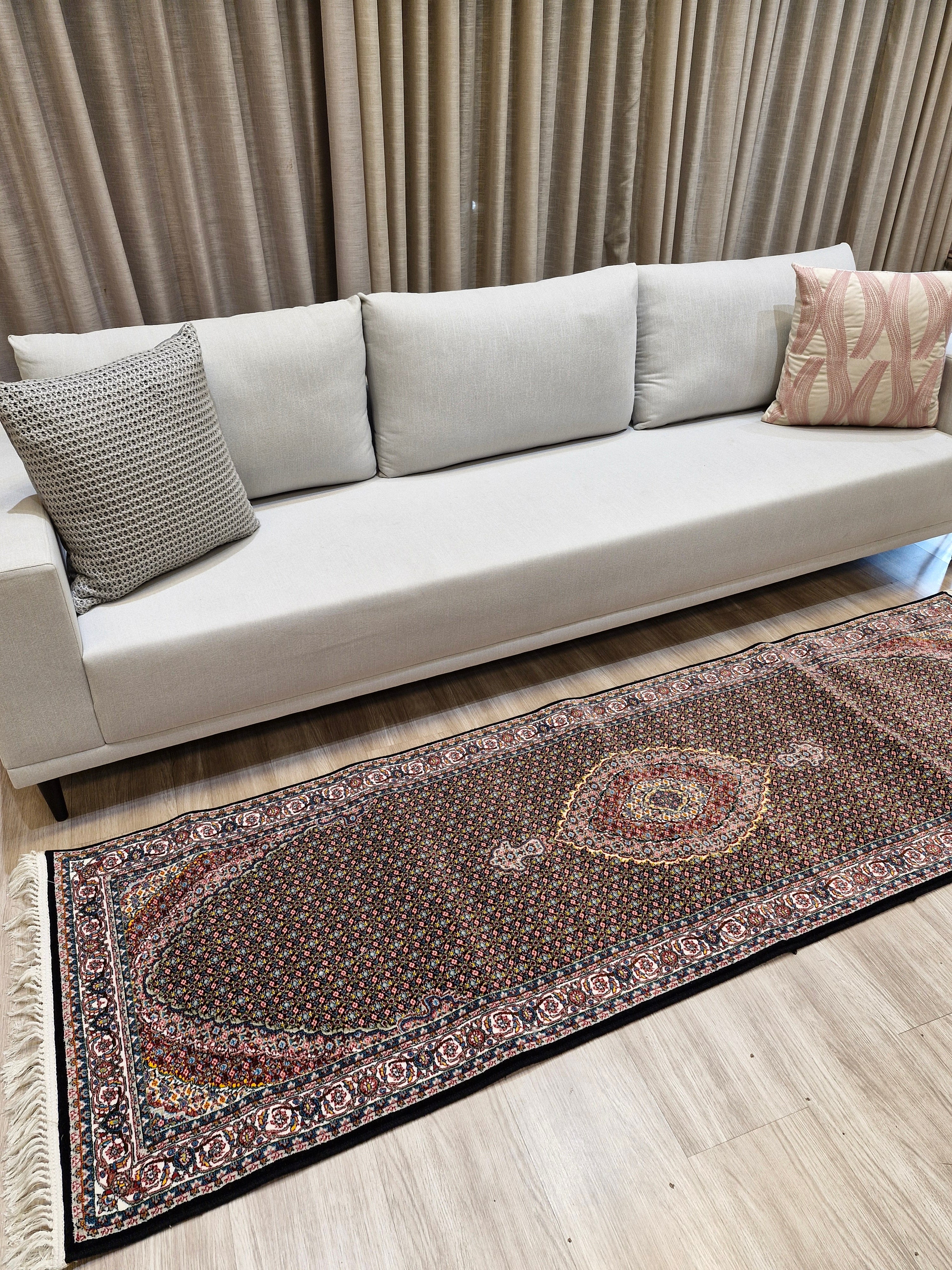 Passadeira _ Tapete Iraniano Desenhado Preto || Coleção Irã