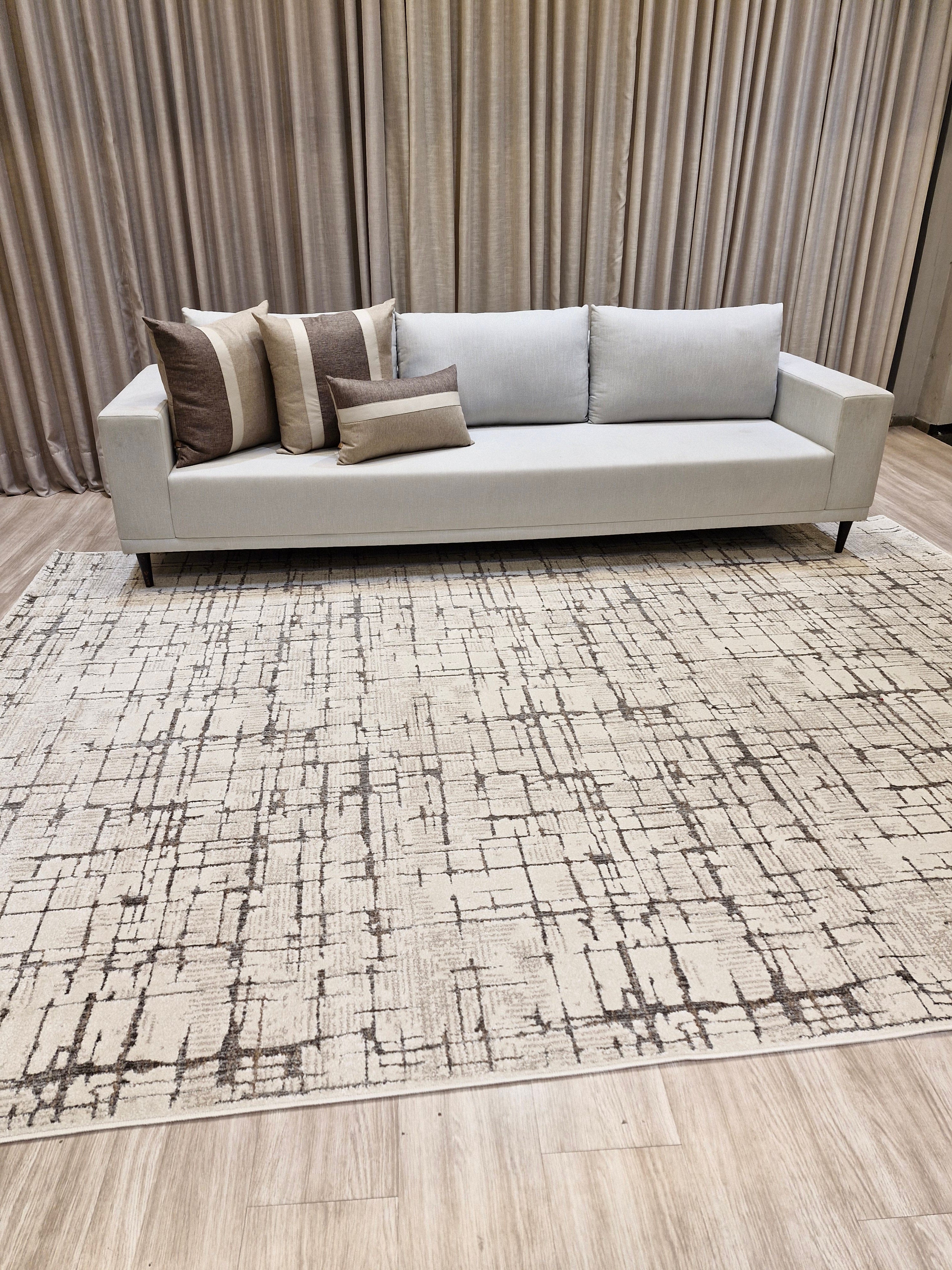 Tapete Geométrico Bege Algare001W | Importação Egito