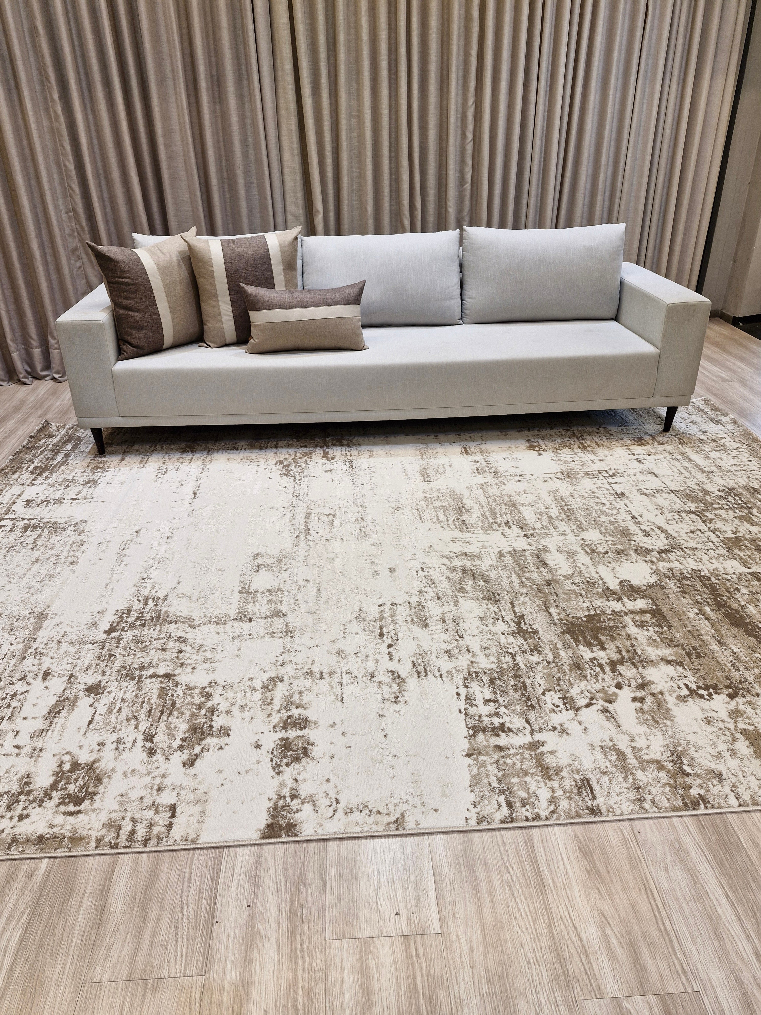 Tapete Turco Abstrato Bege Brag857 | Importação Turquia