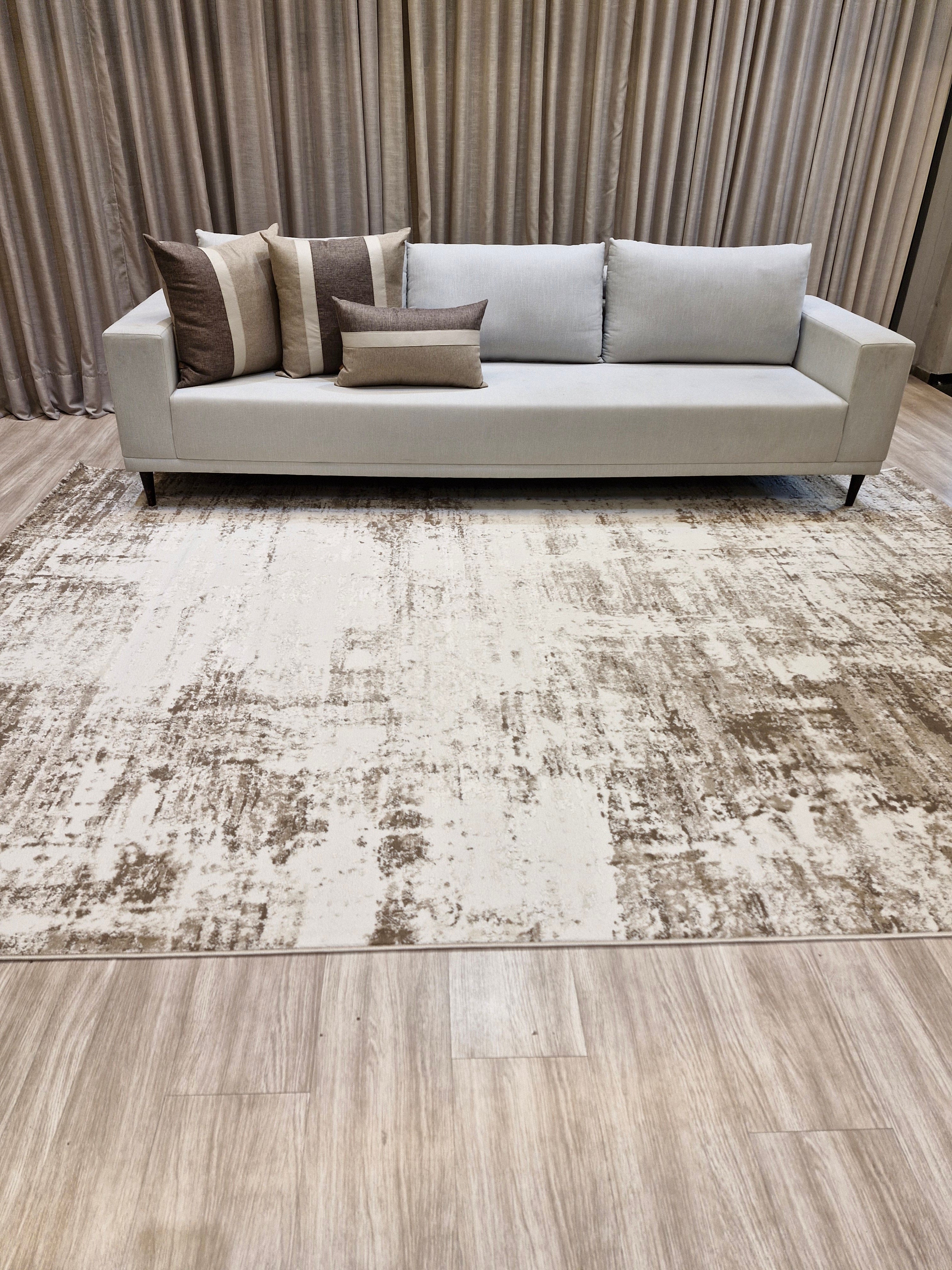 Tapete Turco Abstrato Bege Brag857 | Importação Turquia