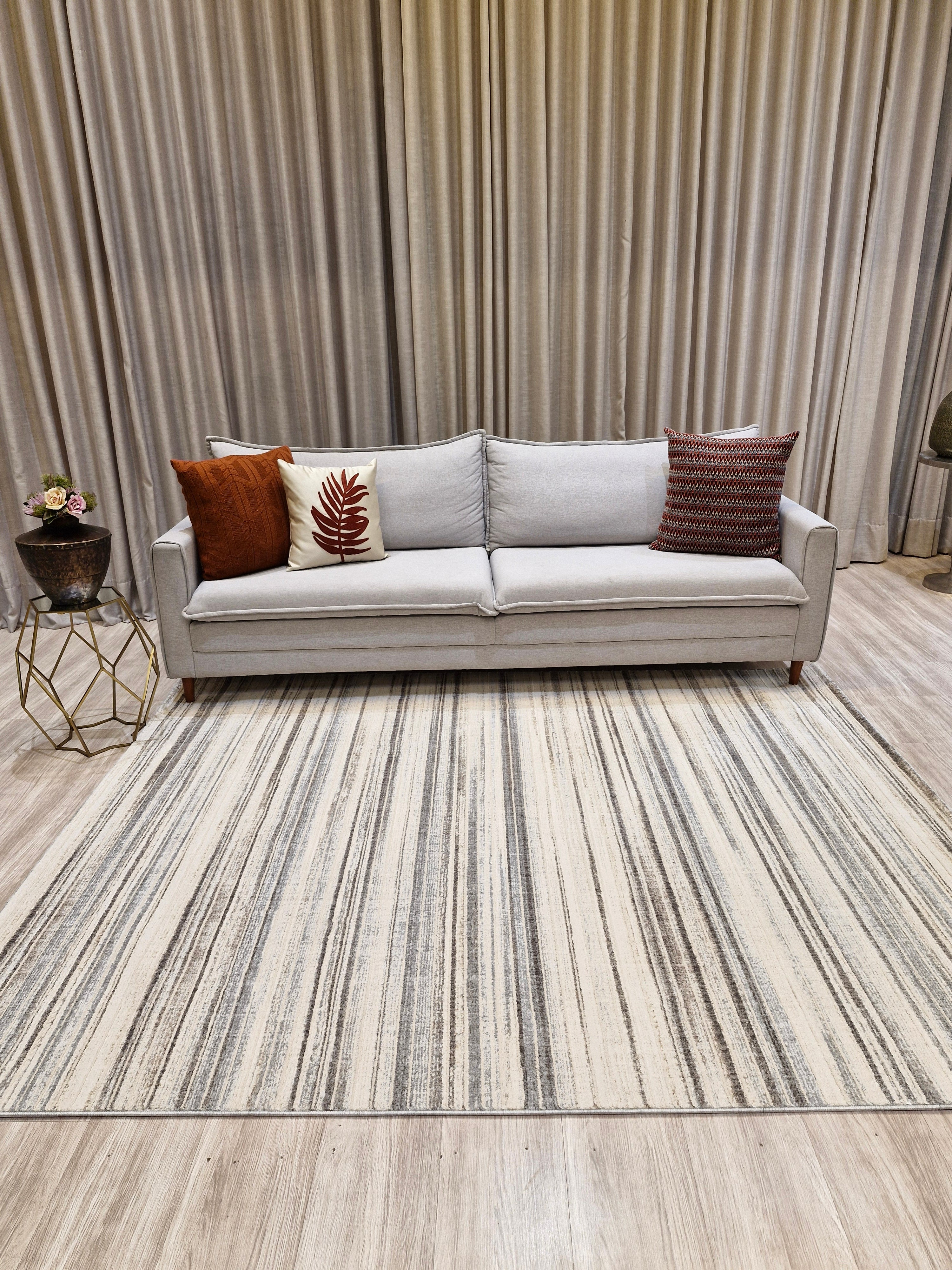 Tapete Egípcio Listrado Bege 007-Q | Importação Egito