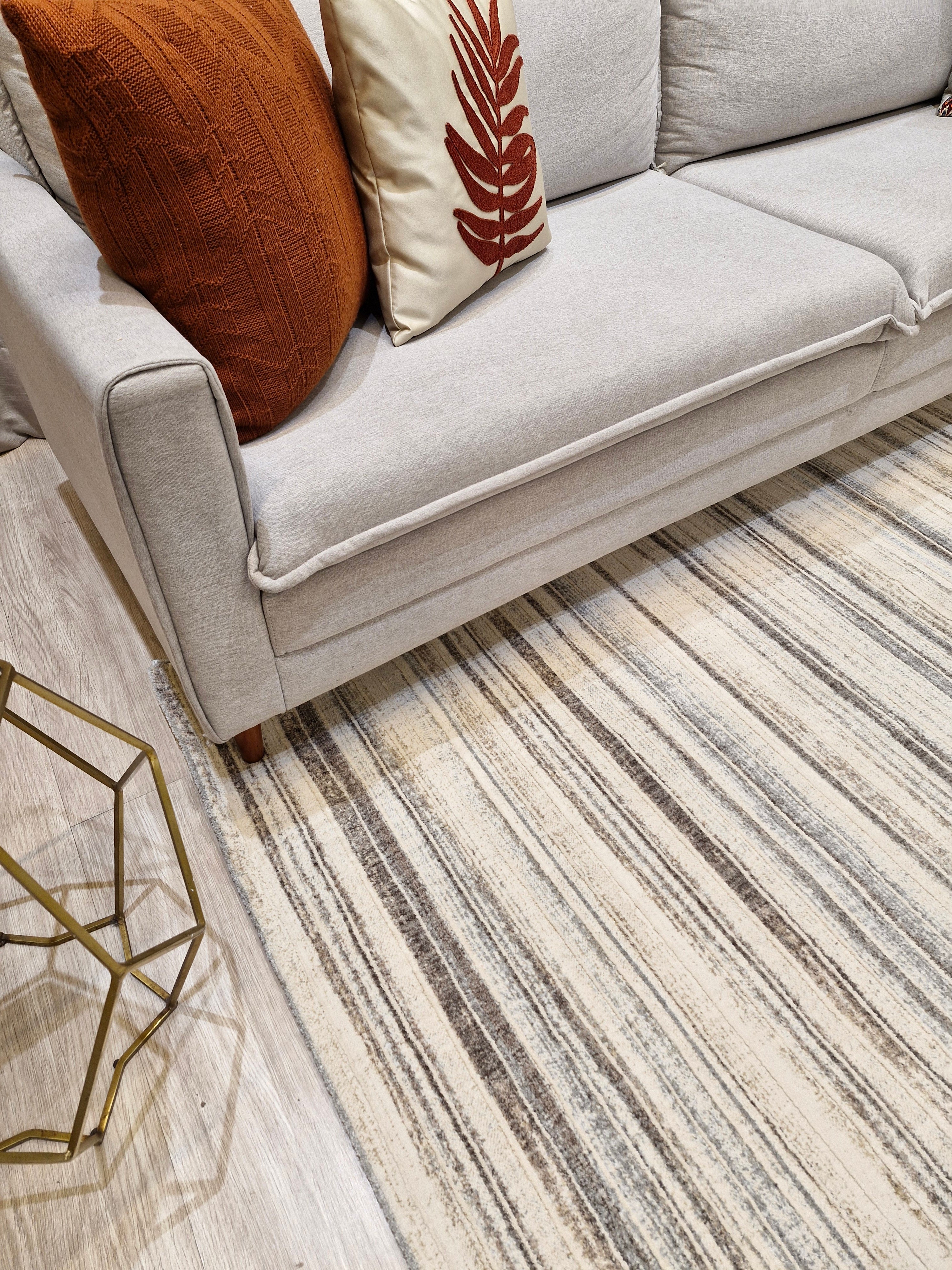 Tapete Egípcio Listrado Bege 007-Q | Importação Egito