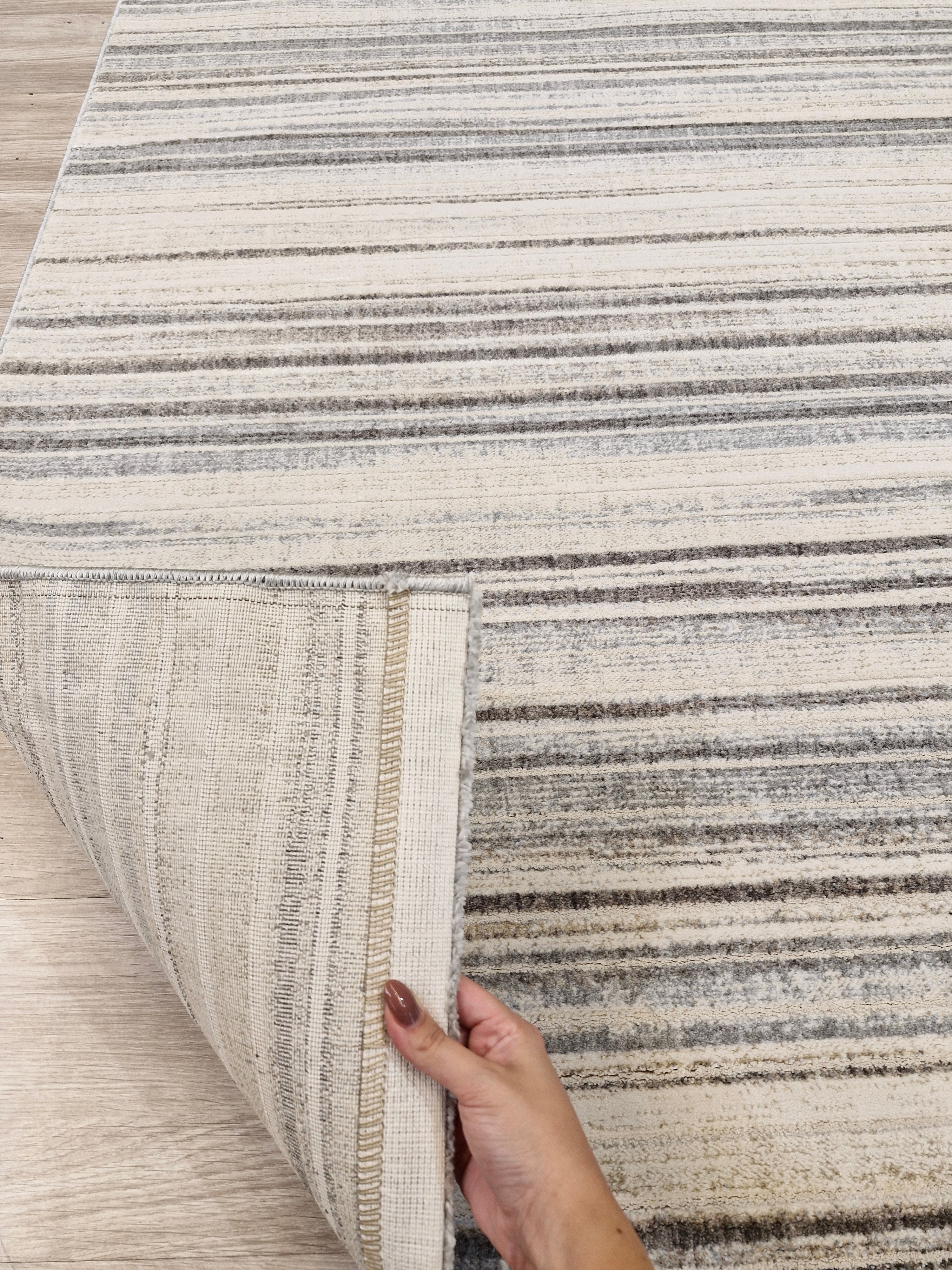 Tapete Egípcio Listrado Bege 007-Q | Importação Egito