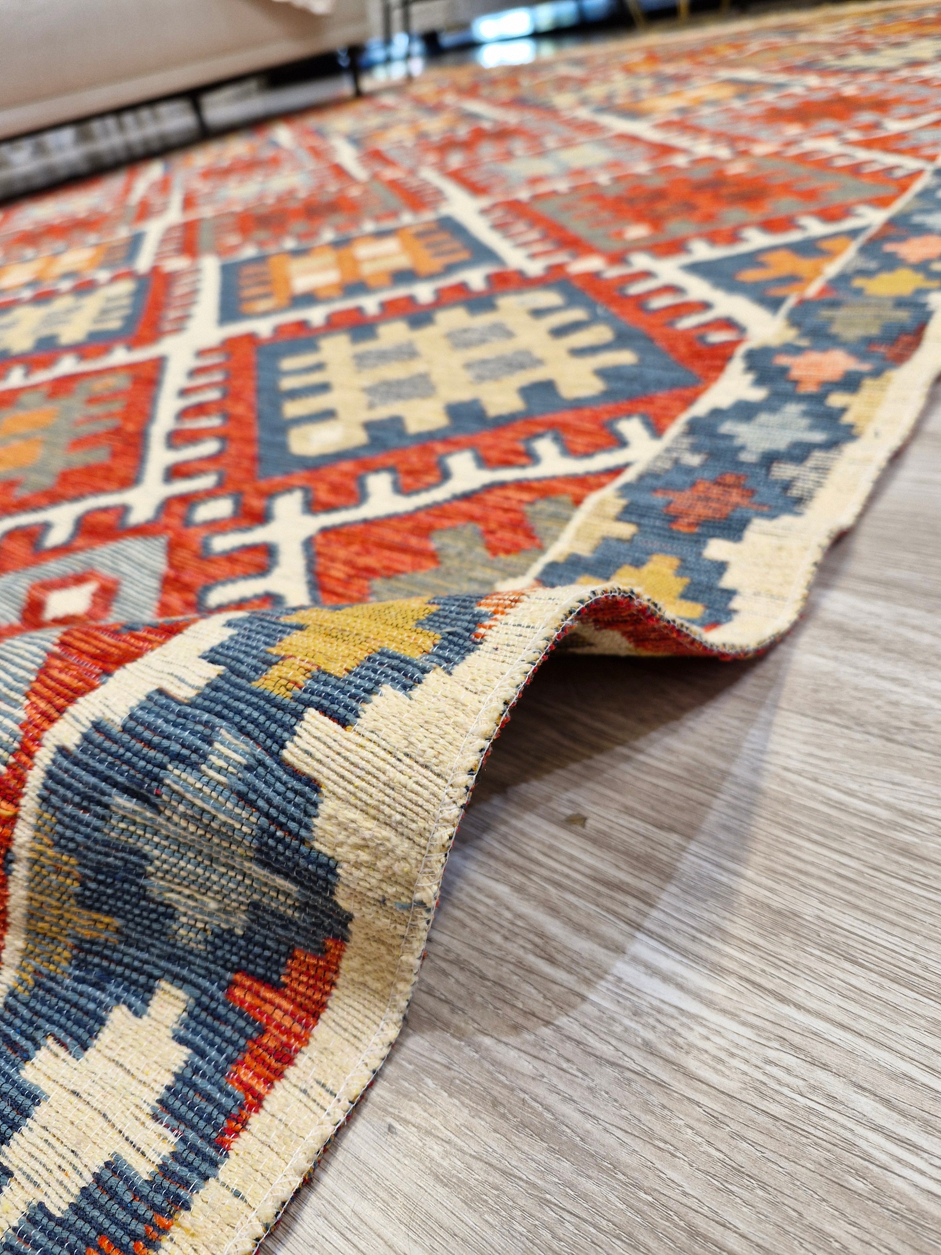 Tapete Turco Kilim Trama Étnica 1007 – Design Geométrico Tradicional || Reversível