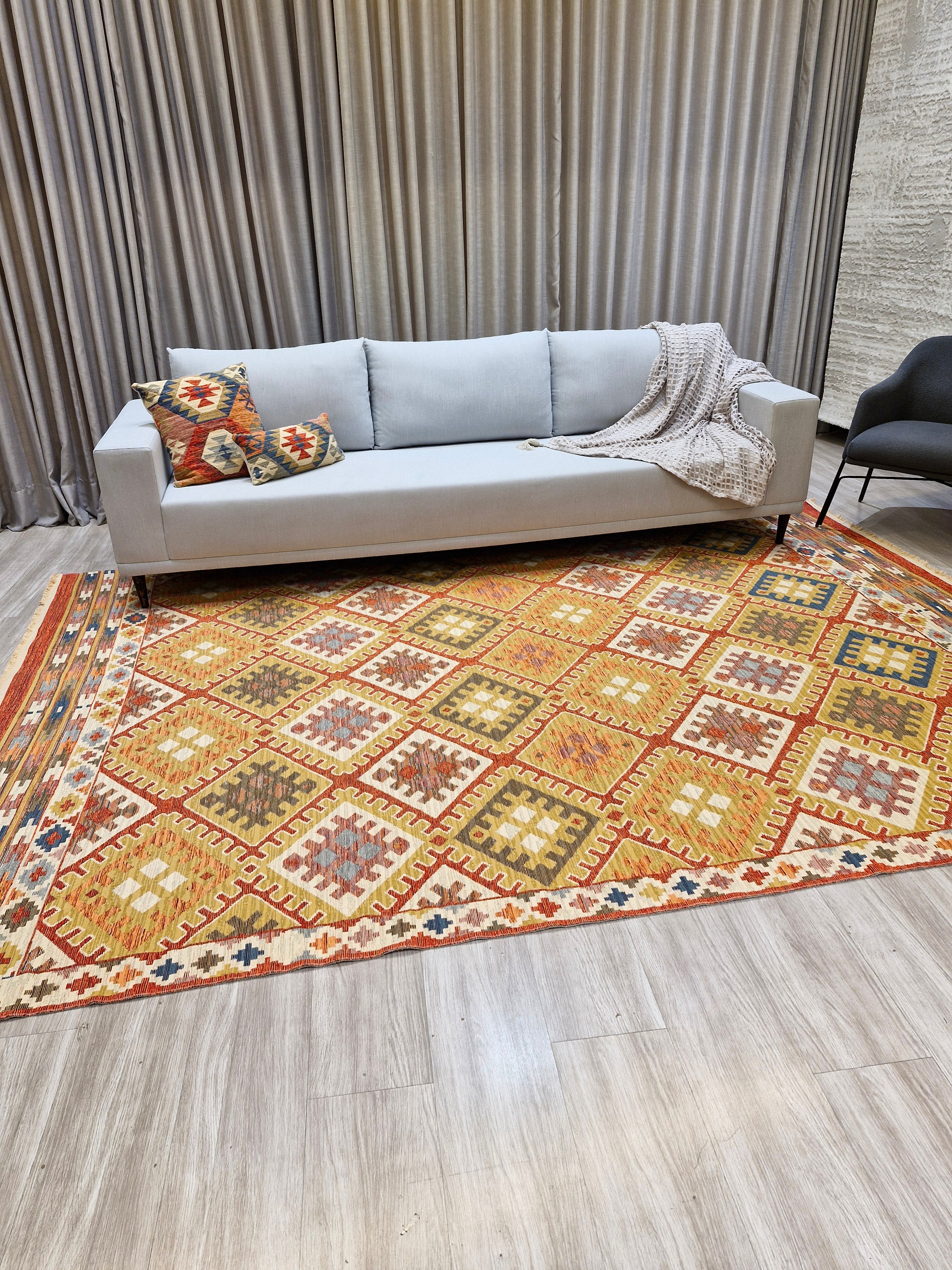 Tapete Turco Kilim Trama Étnica 1007 – Design Geométrico Tradicional || Reversível