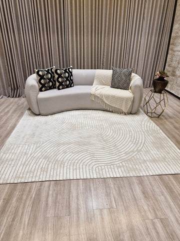 Tapete Turco Ondas Sofisticado 01 Creme | Feito Sob Medida